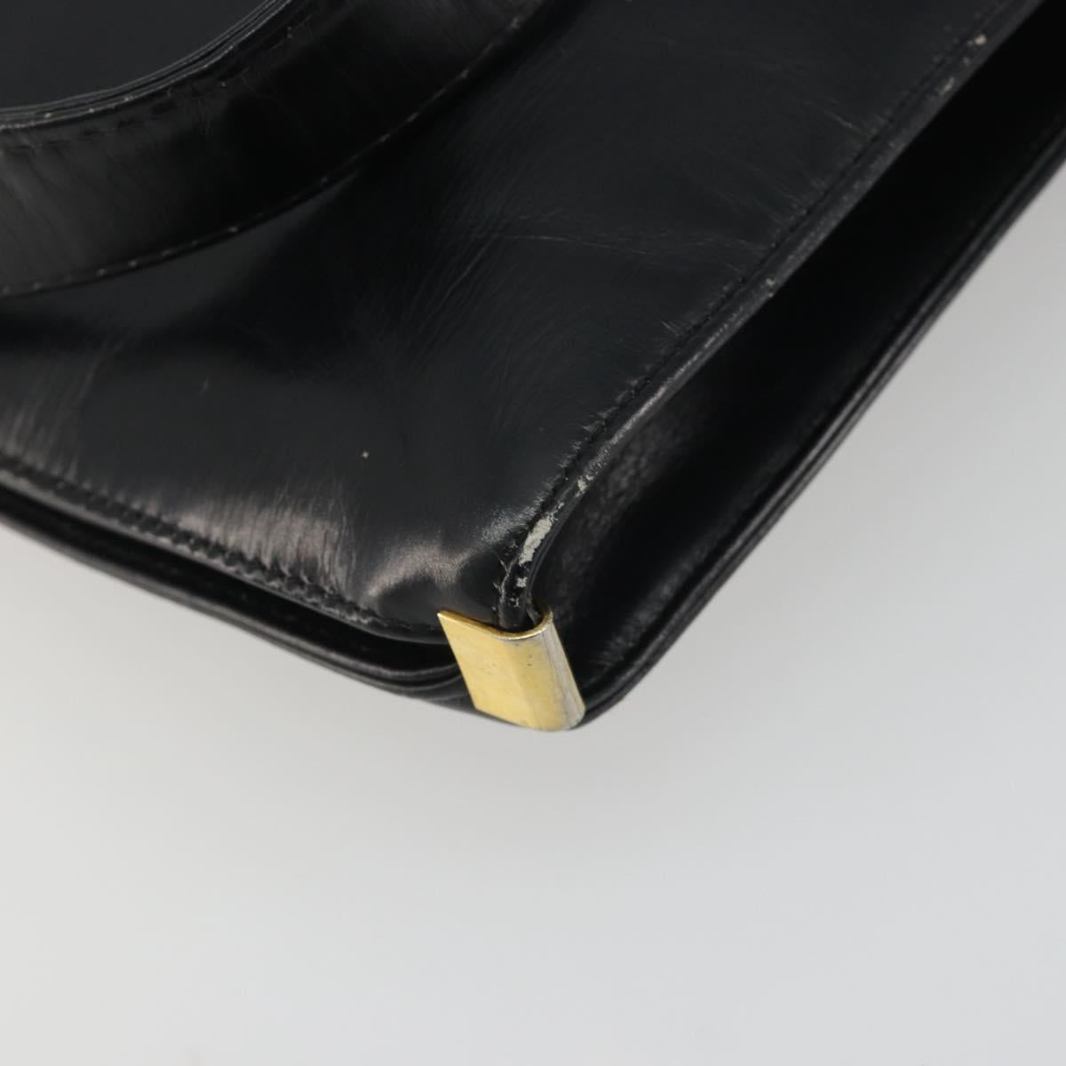 Christian Dior Shoulder Bag Calf Skin Black Gold Auth 191075