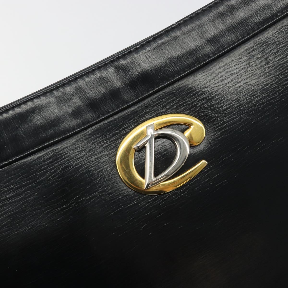 Christian Dior Shoulder Bag Calf Skin Black Gold Auth 191075