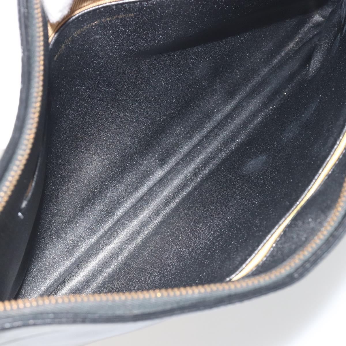 Christian Dior Shoulder Bag Calf Skin Black Gold Auth 191075