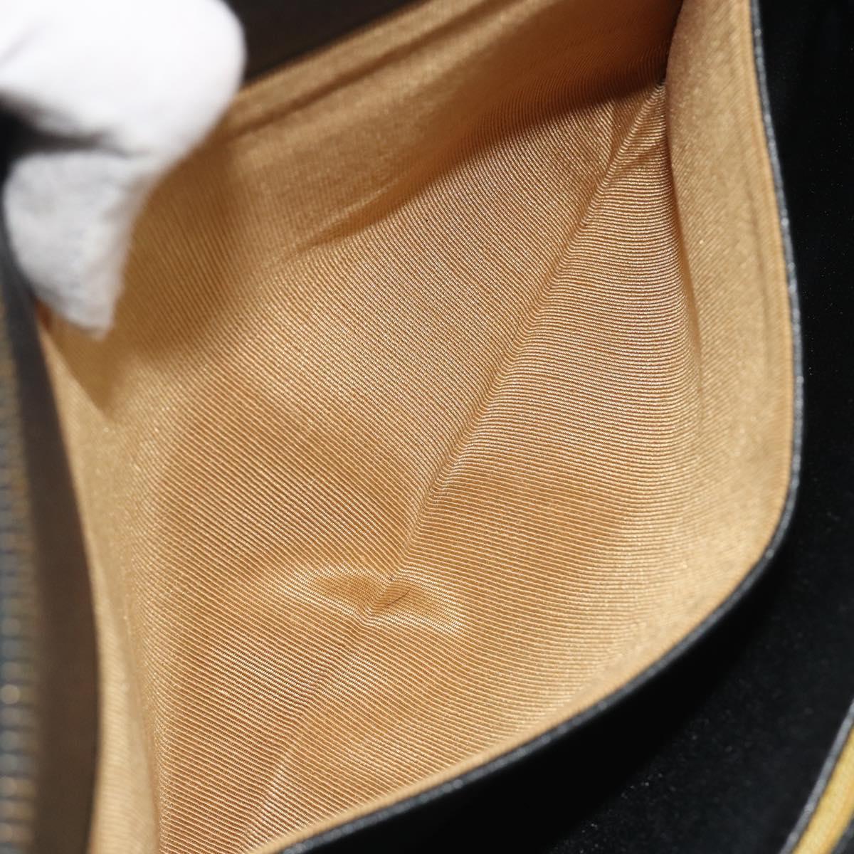 Christian Dior Shoulder Bag Calf Skin Black Gold Auth 191075