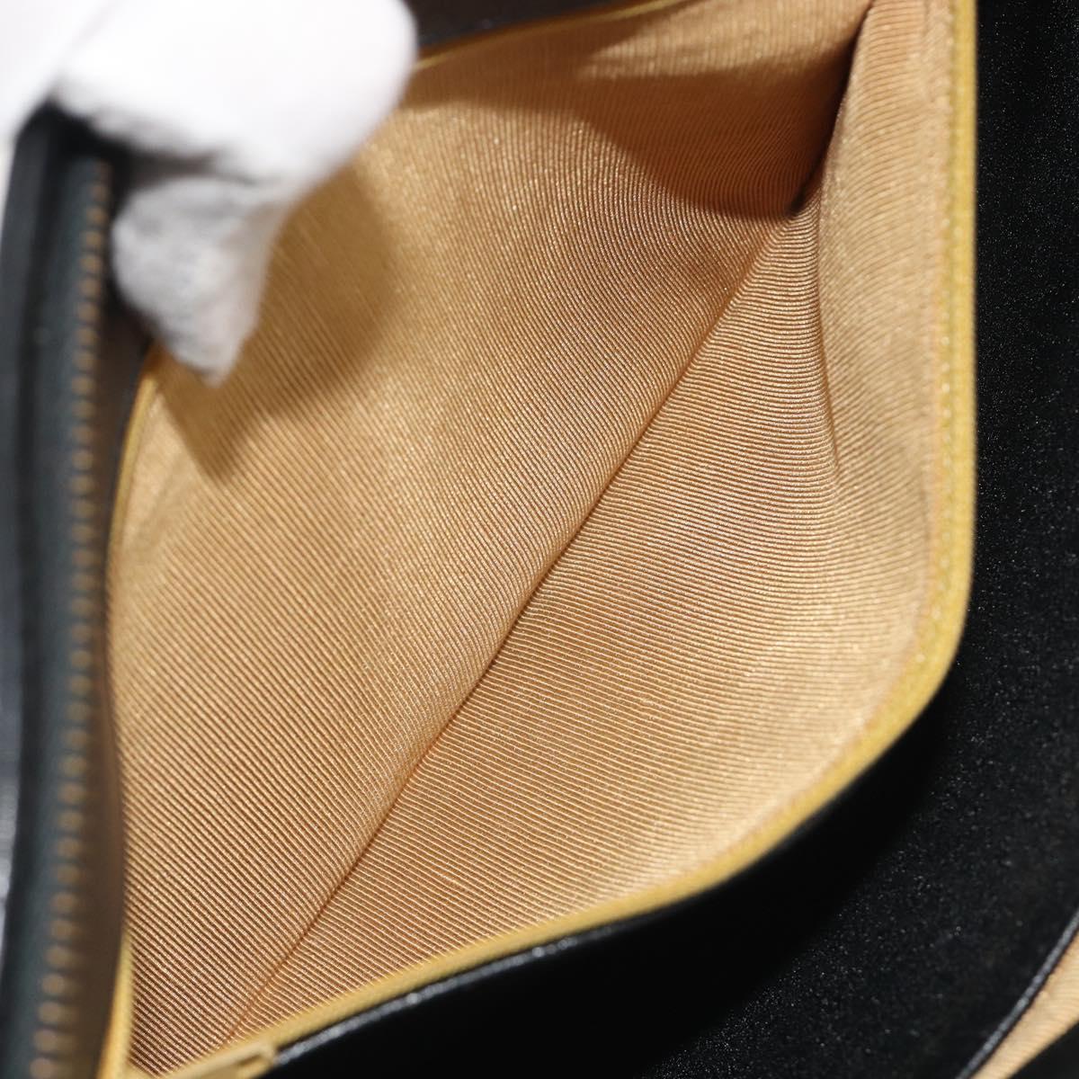 Christian Dior Shoulder Bag Calf Skin Black Gold Auth 191075