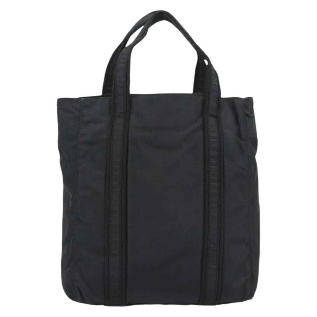 PRADA Hand Bag Nylon Black Gold Auth 191076