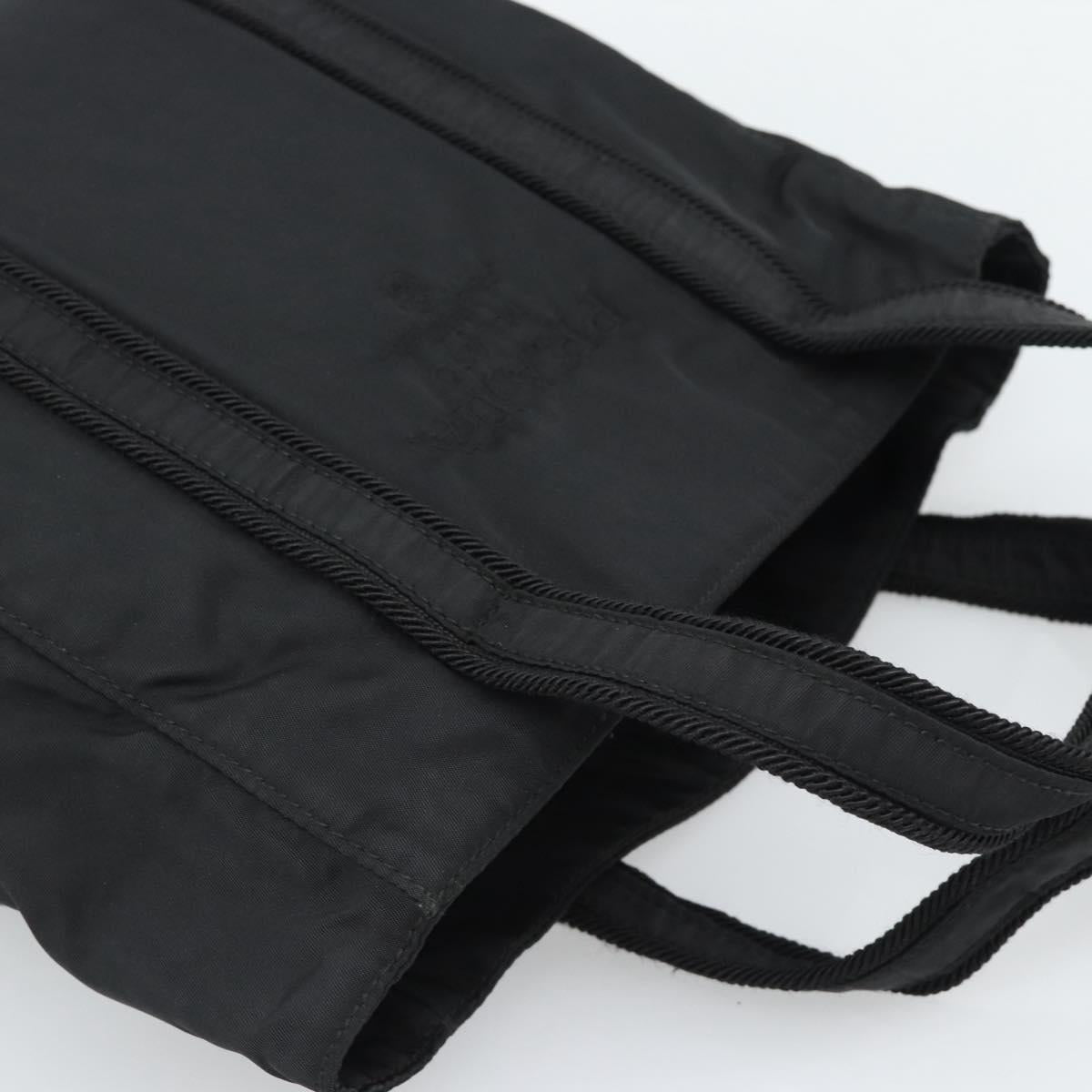 PRADA Hand Bag Nylon Black Gold Auth 191076