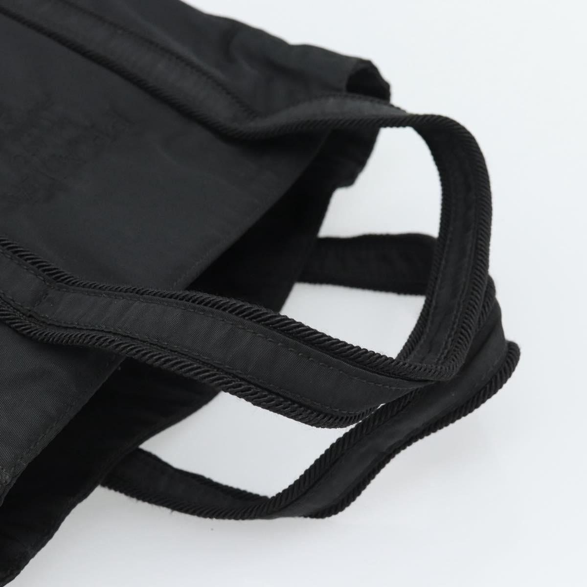 PRADA Hand Bag Nylon Black Gold Auth 191076