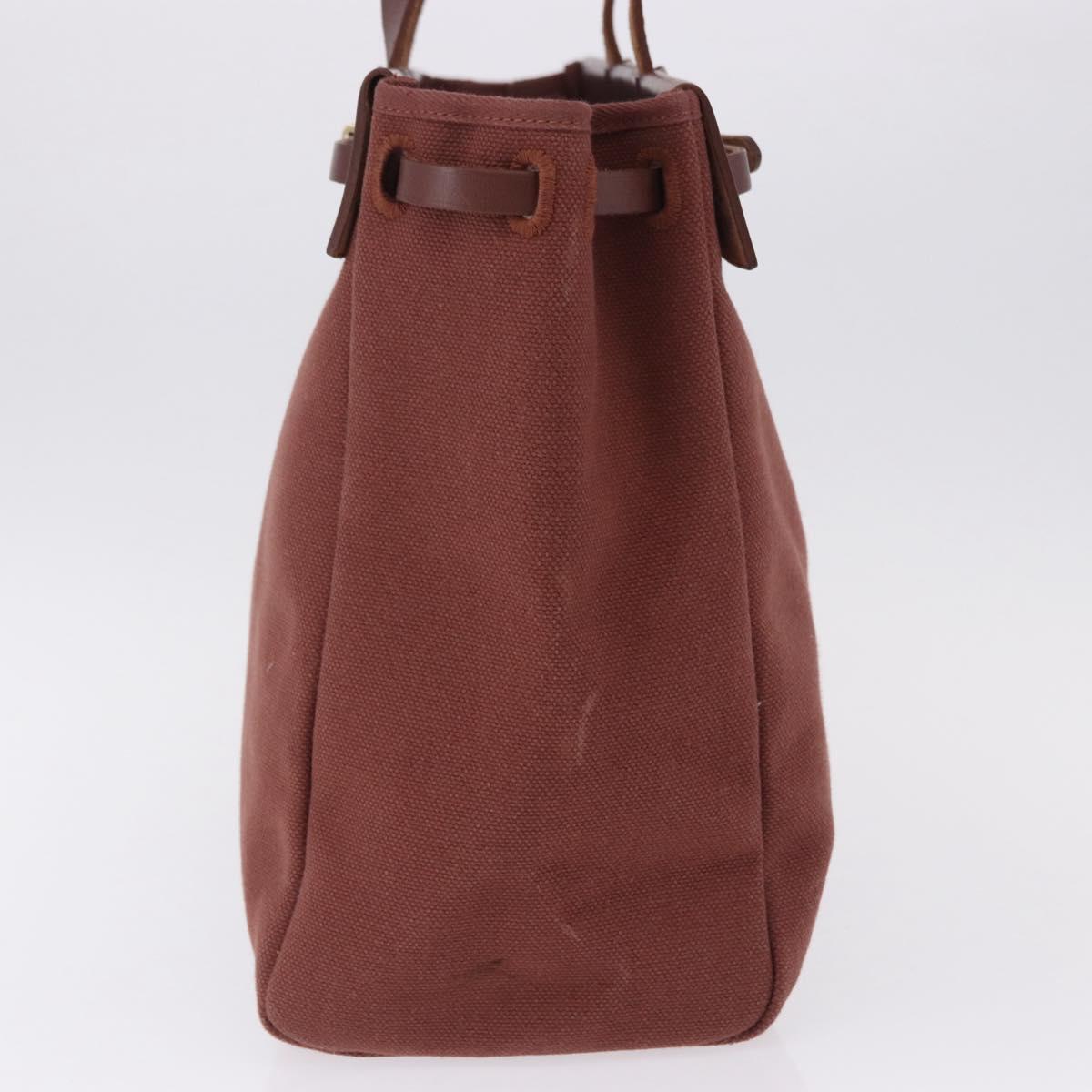 HERMES Herbag Cabas Hand Bag Canvas Leather Bordeaux Gold Auth 191077A