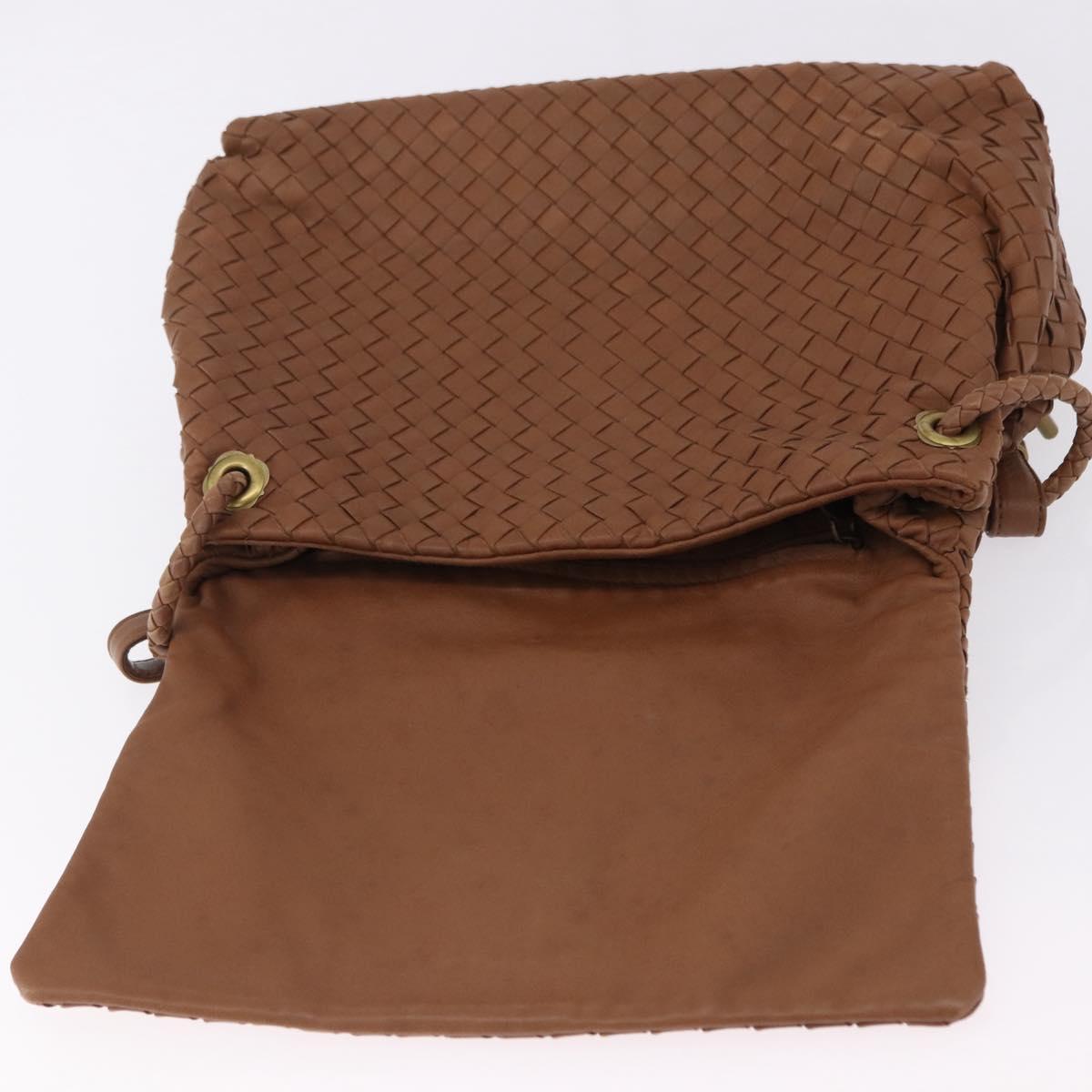 BOTTEGA VENETA INTRECCIATO Hand Bag Leather Brown Gold Auth 191079V