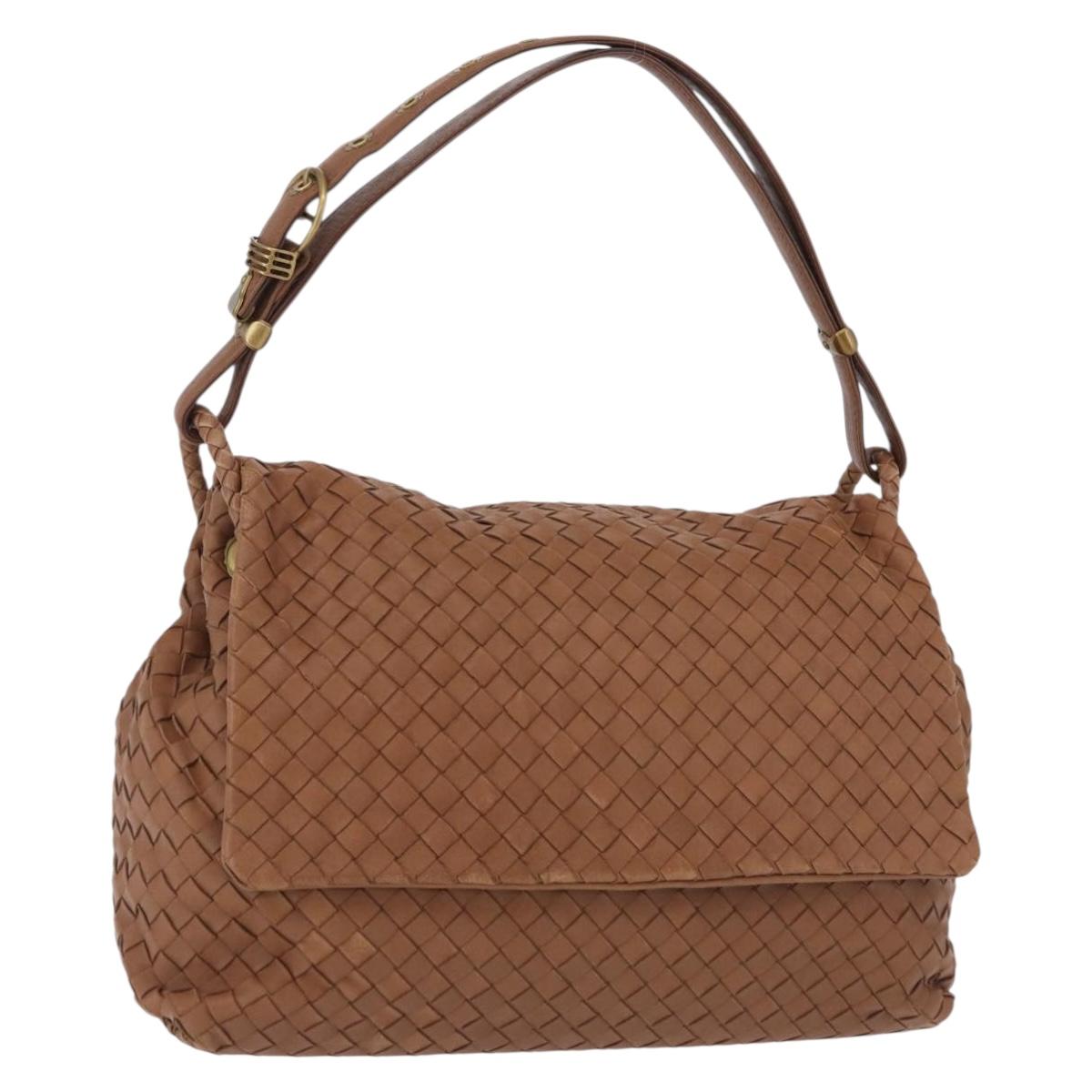BOTTEGA VENETA INTRECCIATO Hand Bag Leather Brown Gold Auth 191079V