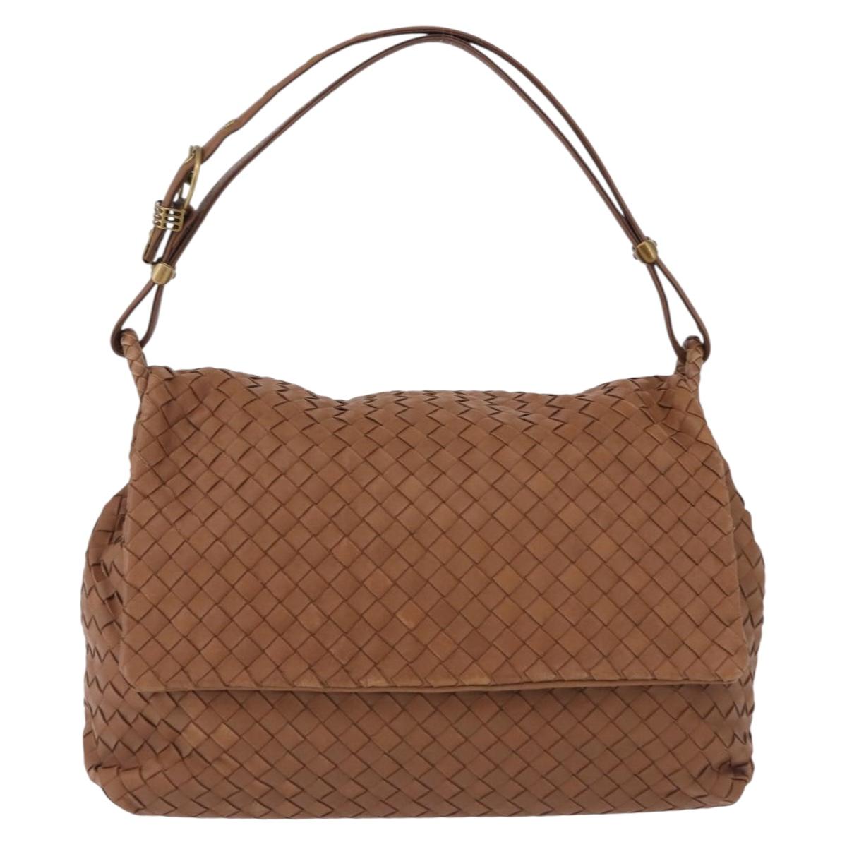 BOTTEGA VENETA INTRECCIATO Hand Bag Leather Brown Gold Auth 191079V