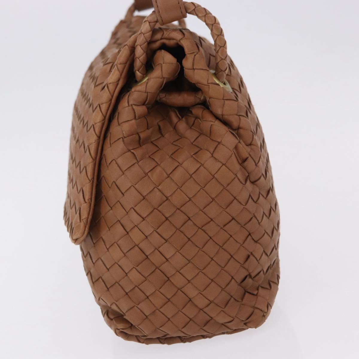 BOTTEGA VENETA INTRECCIATO Hand Bag Leather Brown Gold Auth 191079V