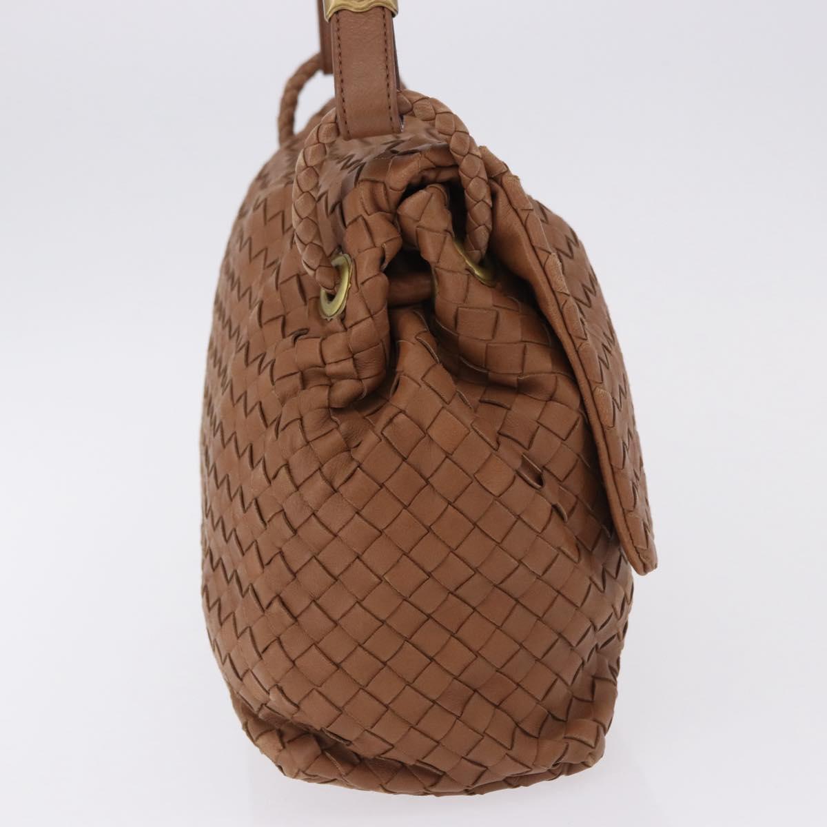 BOTTEGA VENETA INTRECCIATO Hand Bag Leather Brown Gold Auth 191079V