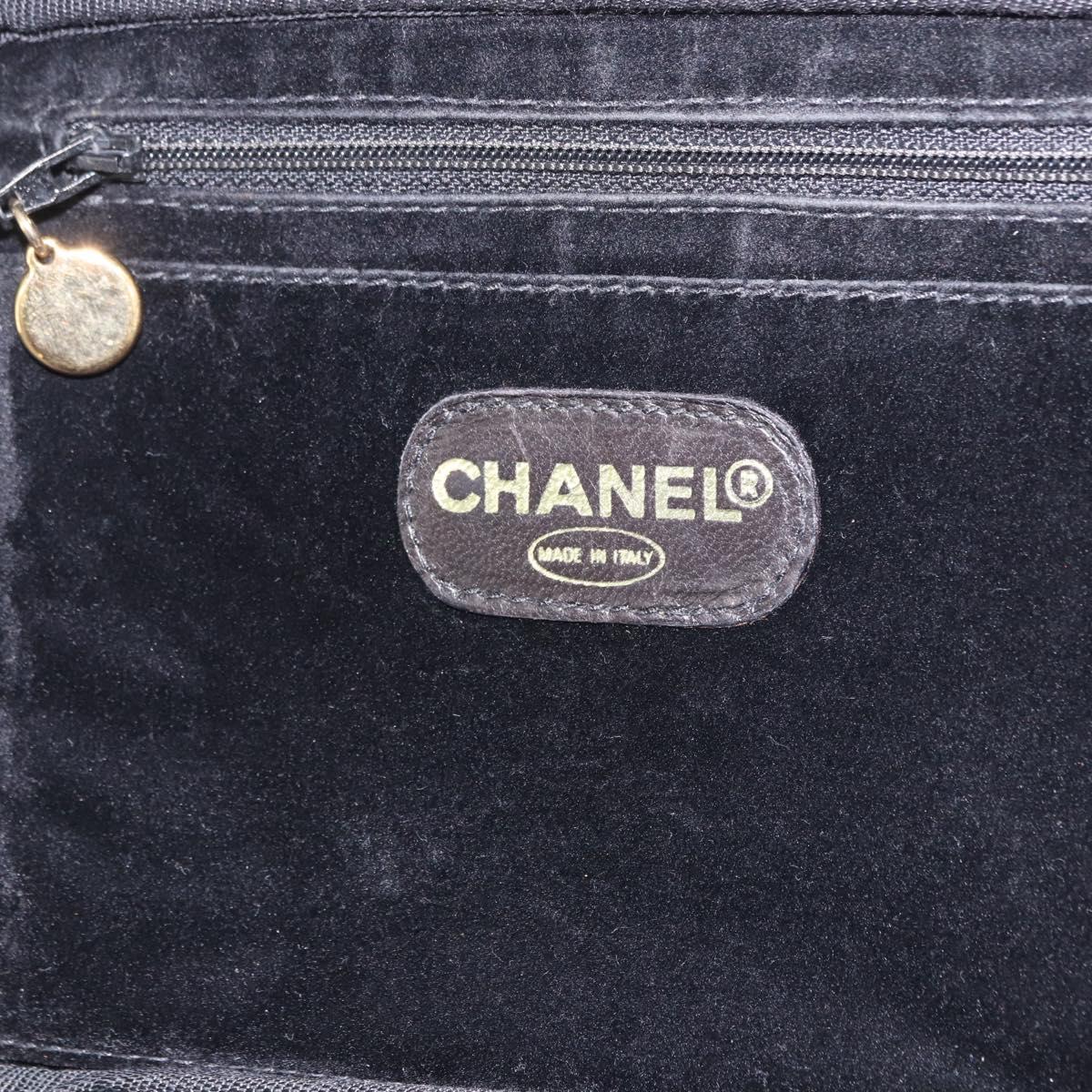 CHANEL Vanity Hand Bag Patent Leather 2way Black Gold CC Auth 191081
