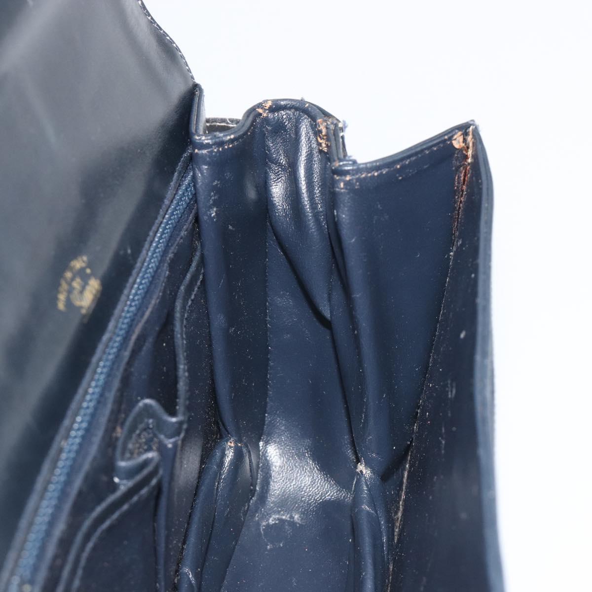 GUCCI GG Supreme Sherry Line Shoulder Bag PVC Navy Gold Auth 191082