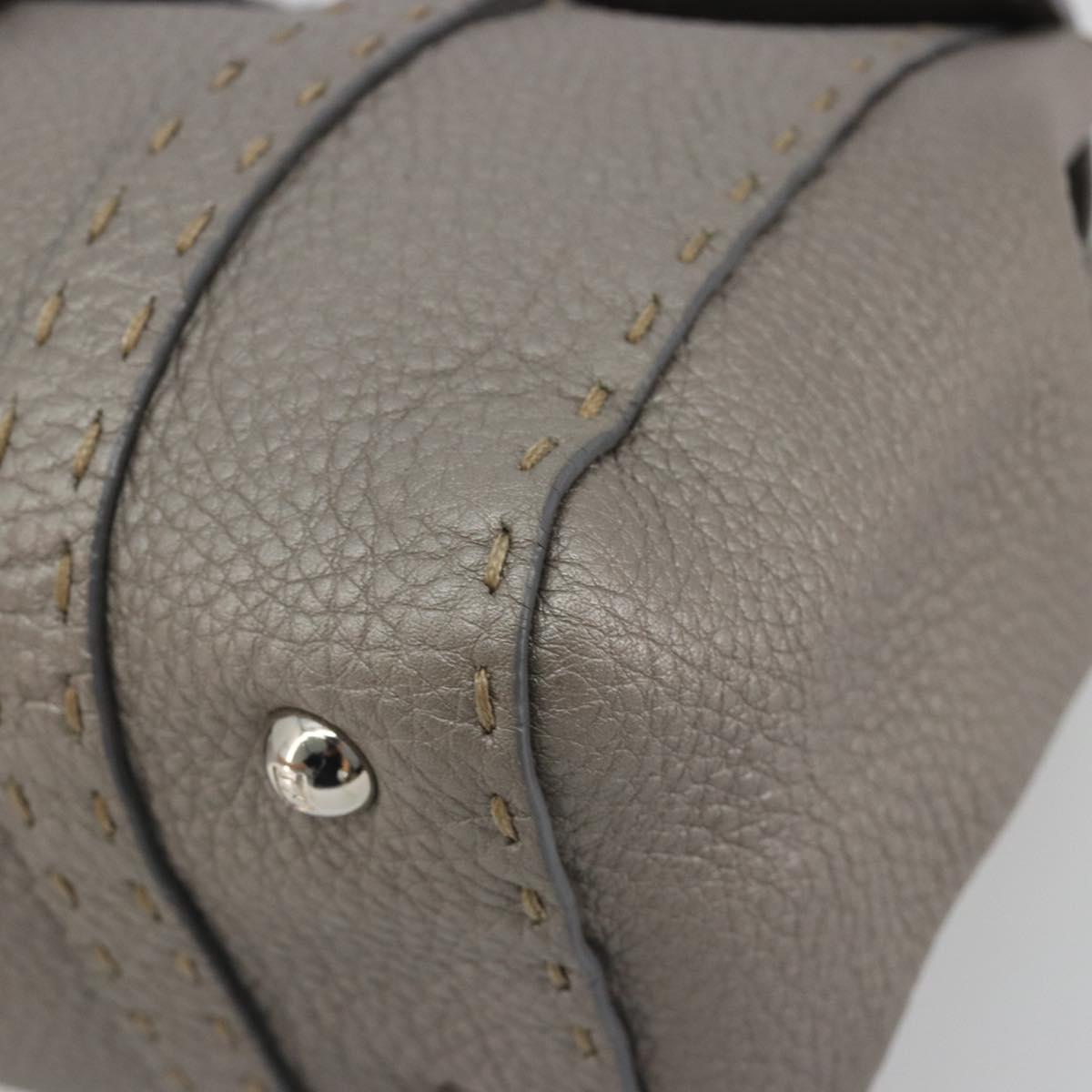 FENDI Selleria Mini Linda Hand Bag Leather Silver Auth 191083A