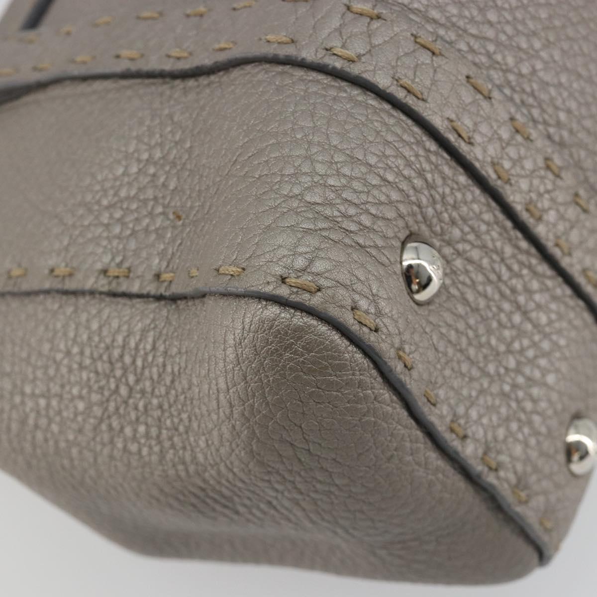 FENDI Selleria Mini Linda Hand Bag Leather Silver Auth 191083A