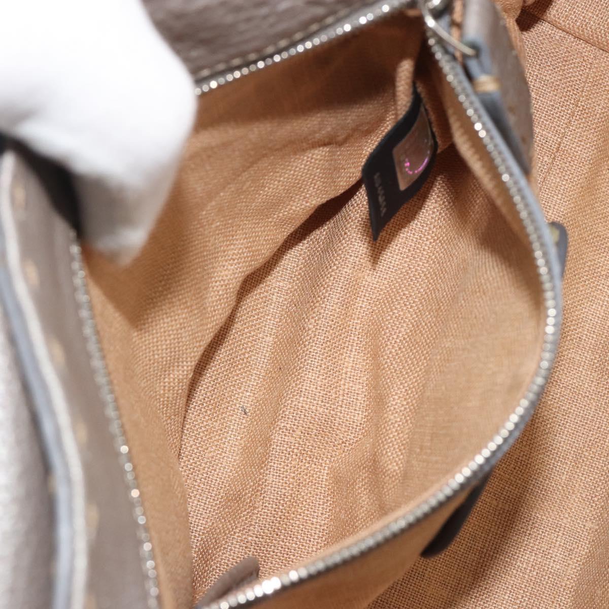 FENDI Selleria Mini Linda Hand Bag Leather Silver Auth 191083A