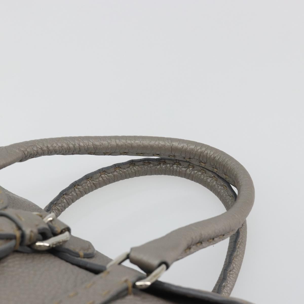 FENDI Selleria Mini Linda Hand Bag Leather Silver Auth 191083A