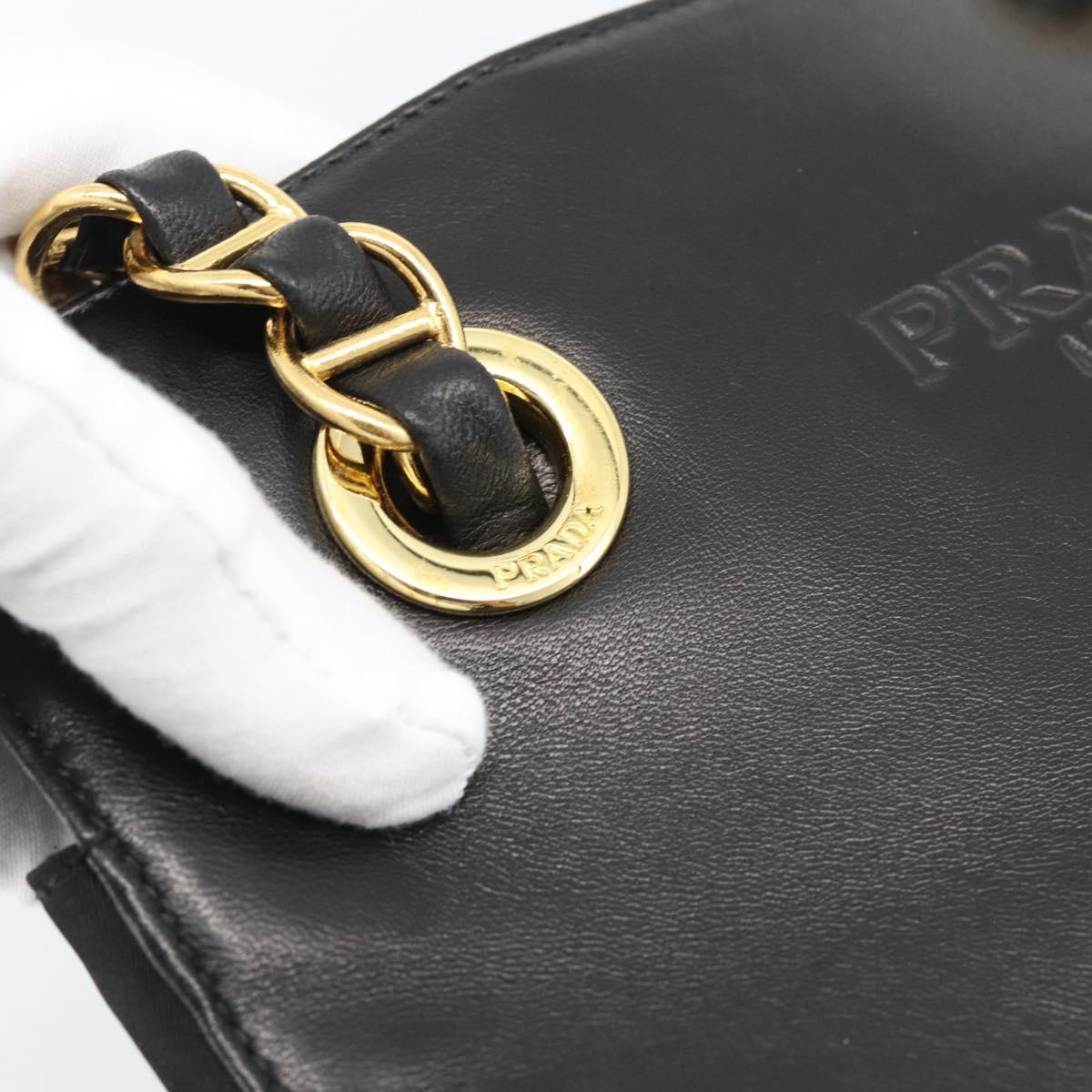 PRADA Chain Shoulder Bag Leather Black Gold Auth 191084A