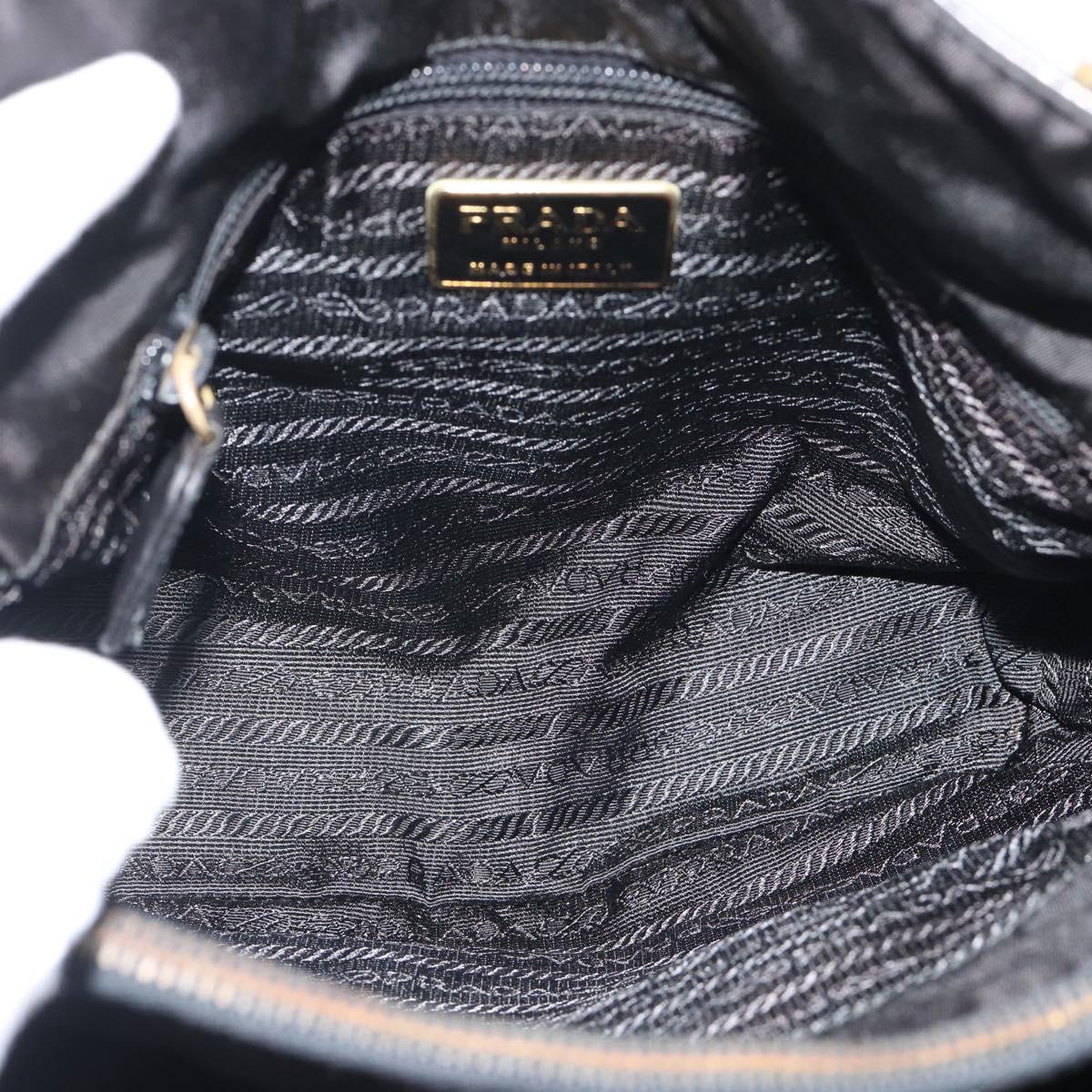 PRADA Chain Shoulder Bag Leather Black Gold Auth 191084A