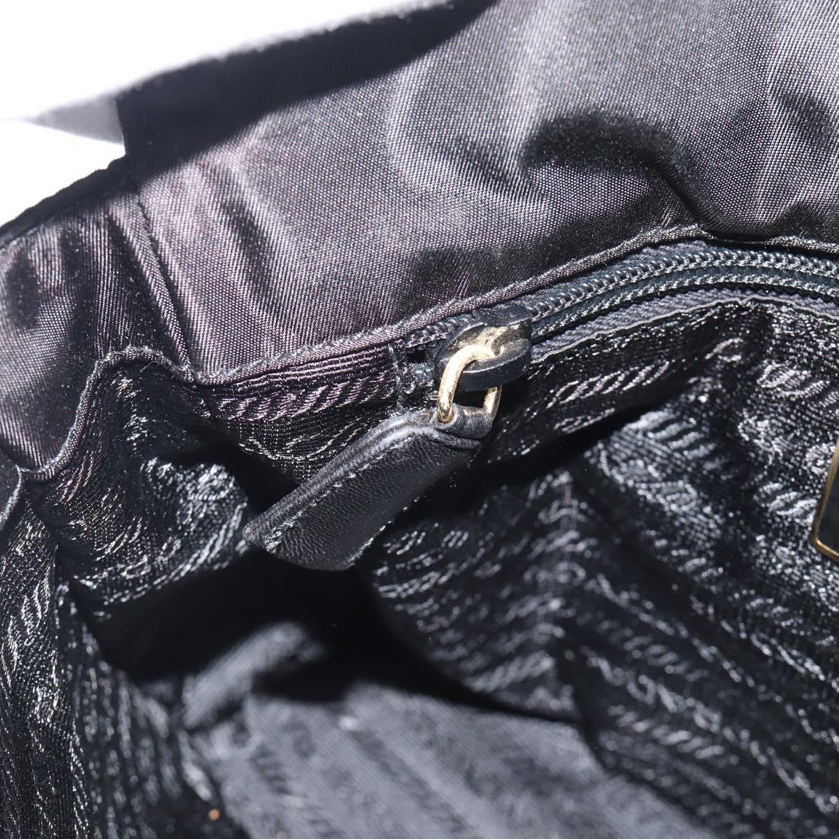 PRADA Chain Shoulder Bag Leather Black Gold Auth 191084A