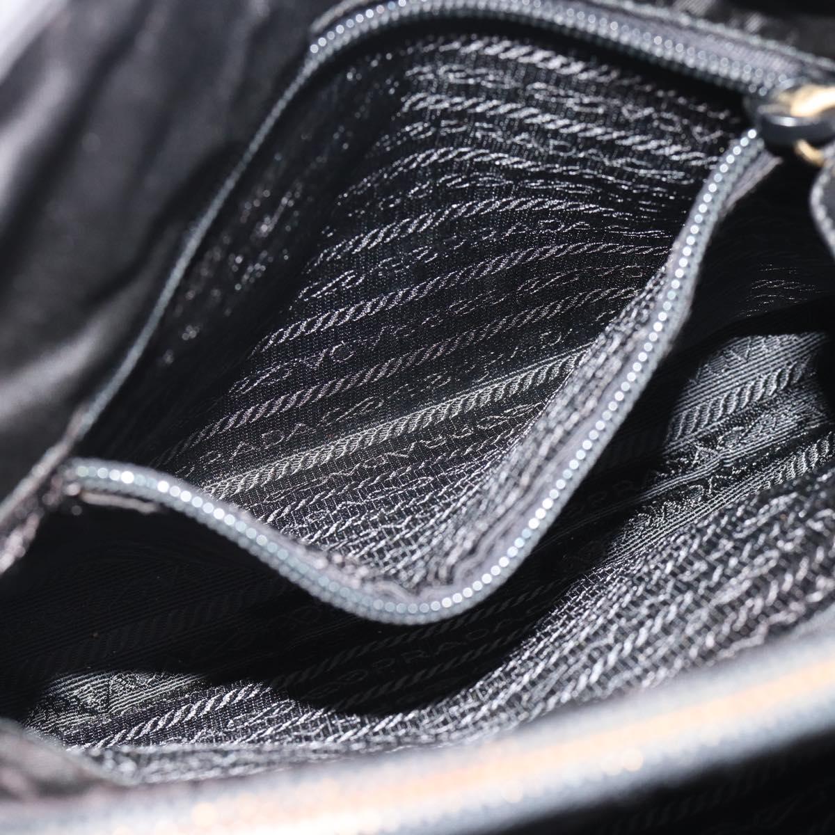 PRADA Chain Shoulder Bag Leather Black Gold Auth 191084A