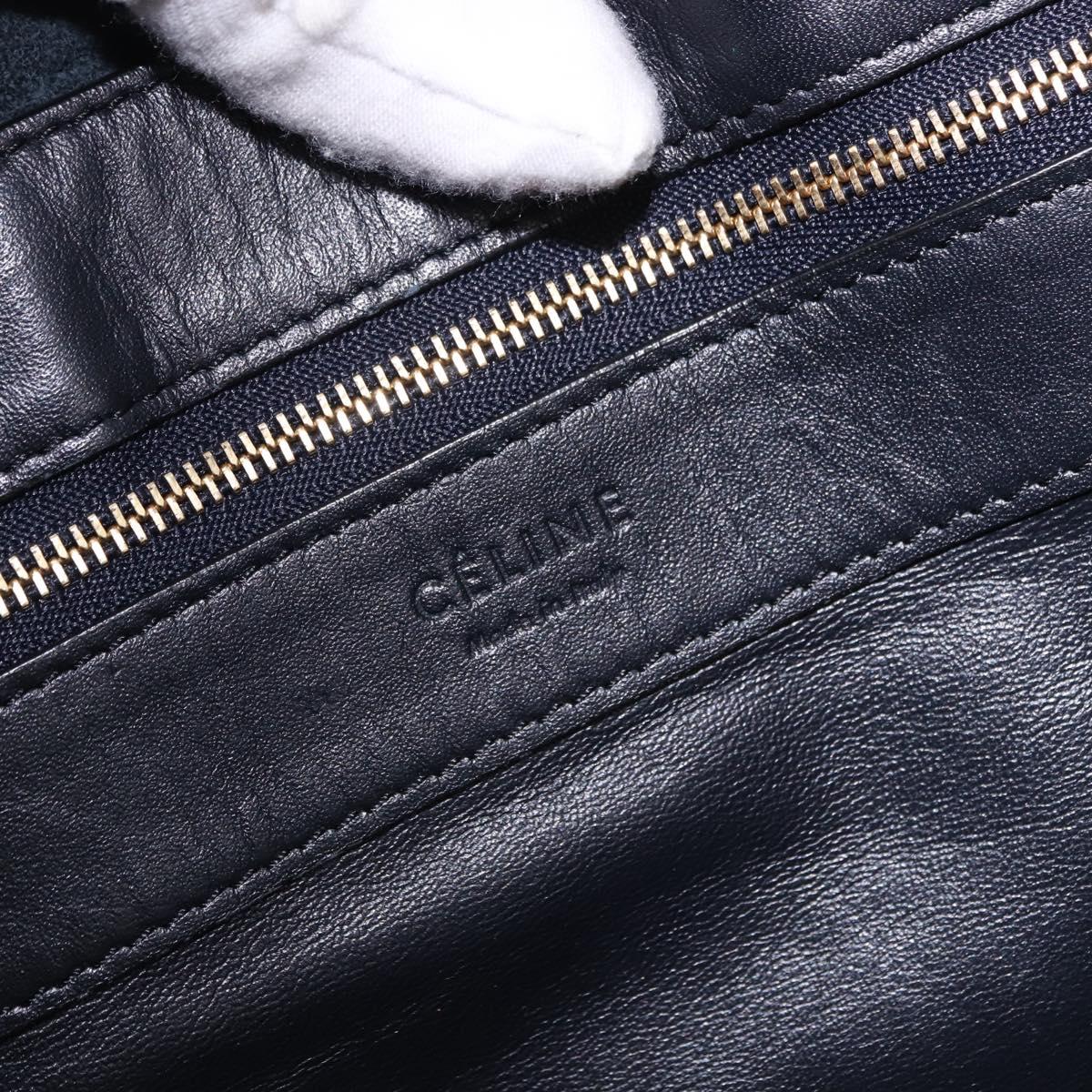 CELINE Vertical Cabas Mall Hand Bag Leather Black Gold Auth 191085