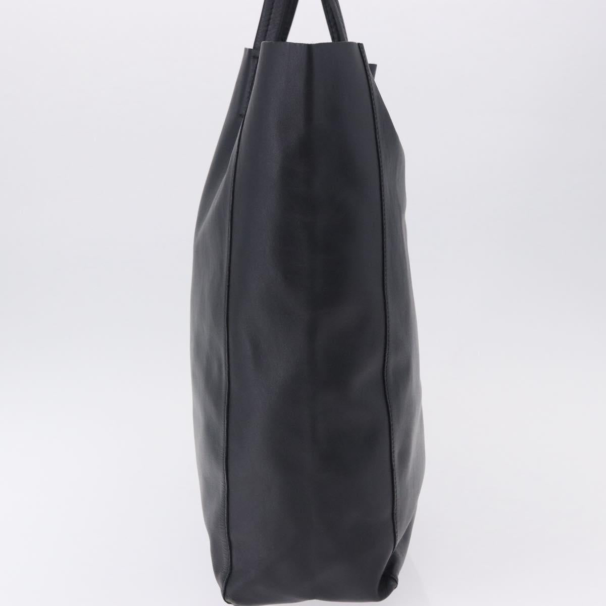 CELINE Vertical Cabas Mall Hand Bag Leather Black Gold Auth 191085