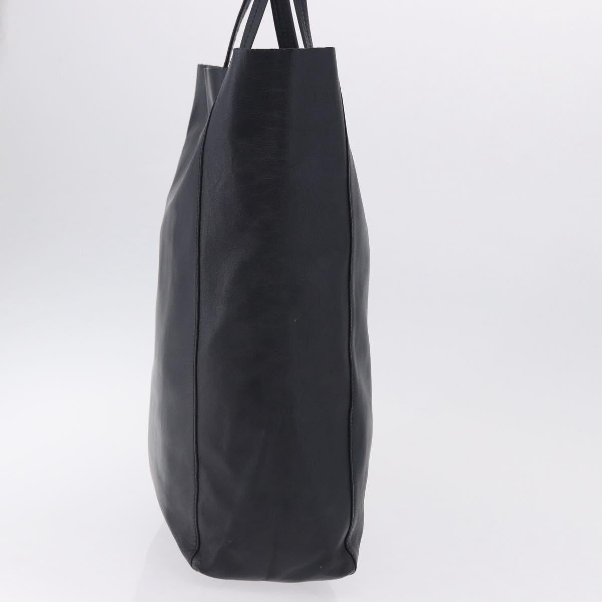 CELINE Vertical Cabas Mall Hand Bag Leather Black Gold Auth 191085