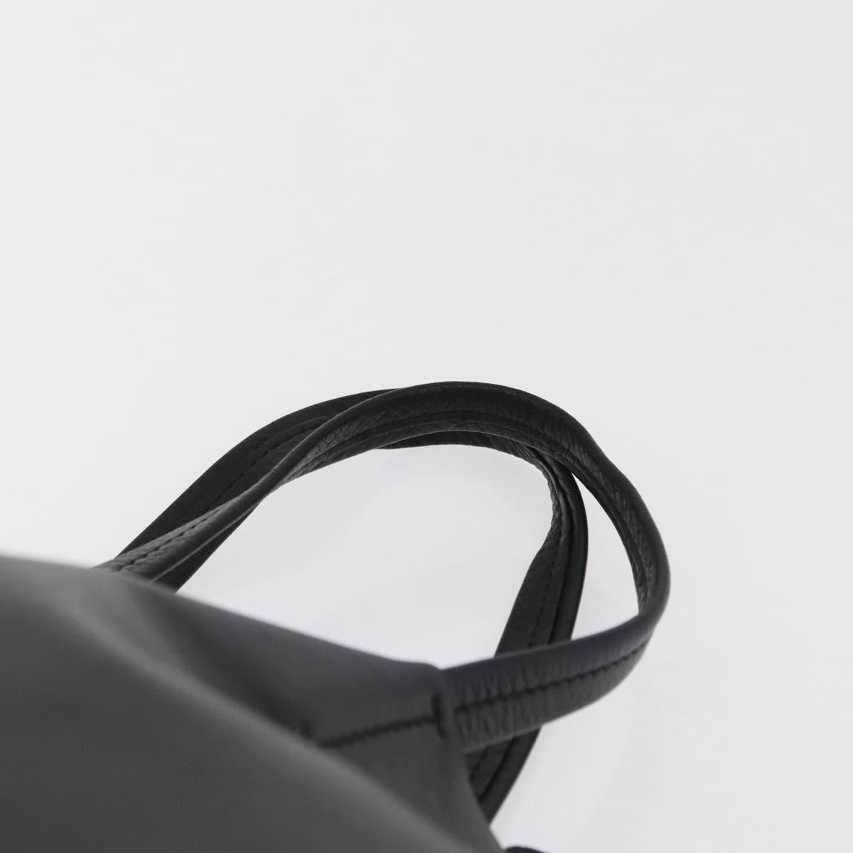 CELINE Vertical Cabas Mall Hand Bag Leather Black Gold Auth 191085