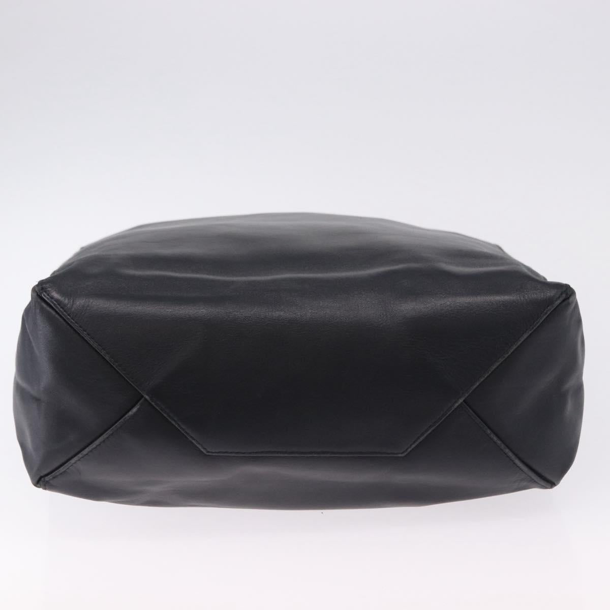 CELINE Vertical Cabas Mall Hand Bag Leather Black Gold Auth 191085