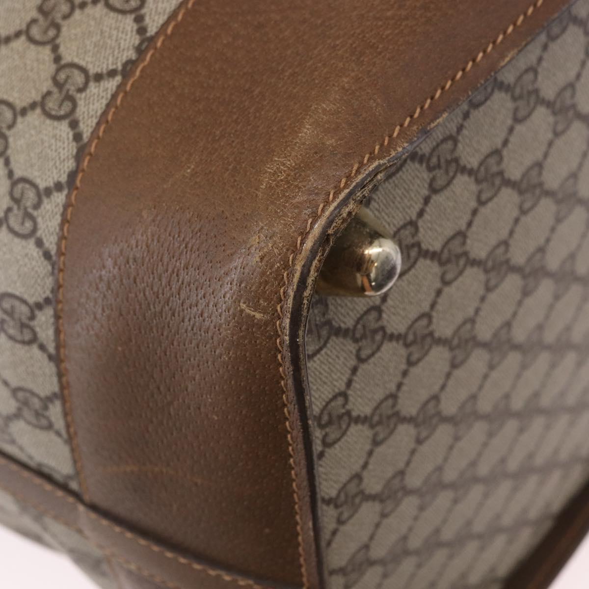 GUCCI GG Supreme Boston Bag PVC Beige Gold Auth 191087