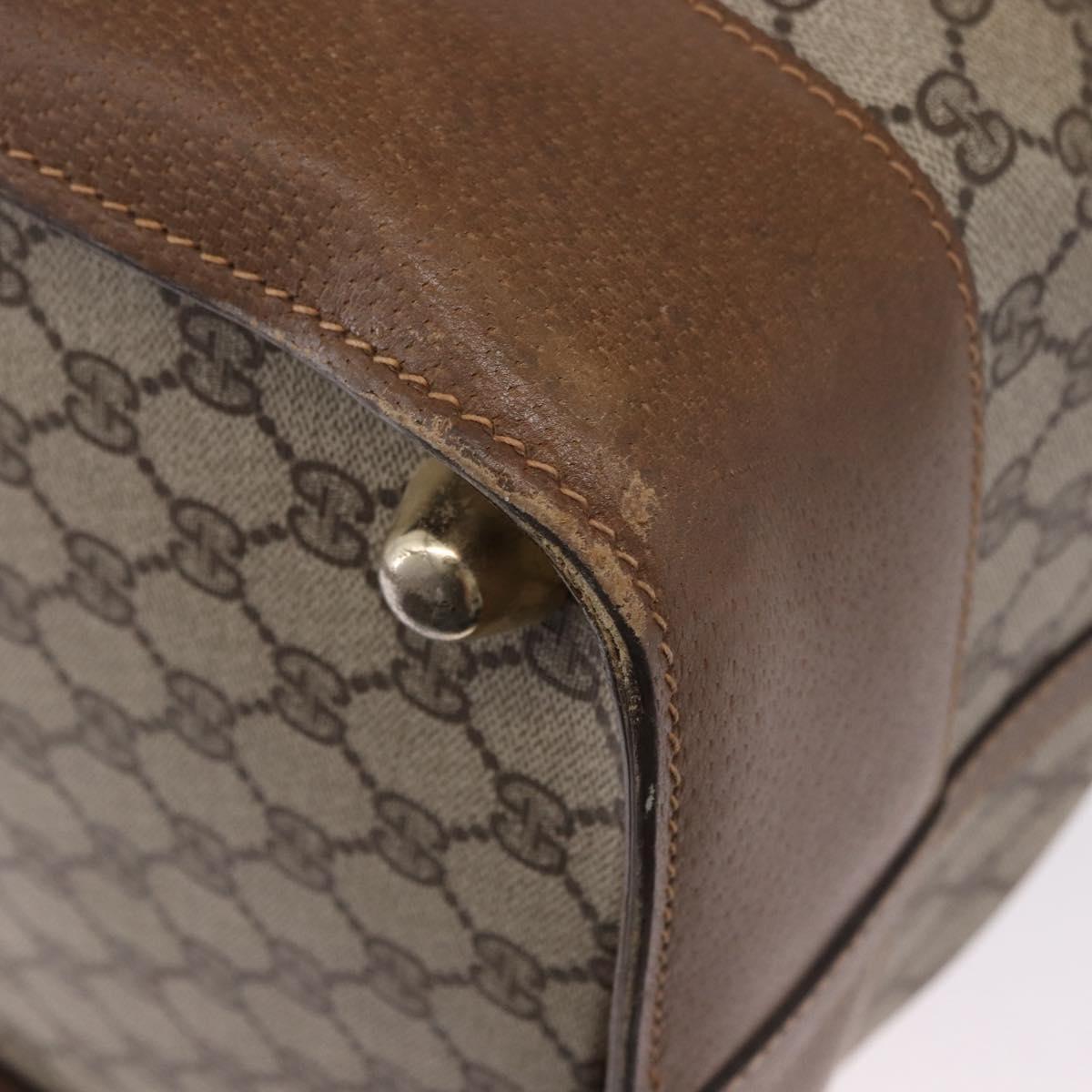 GUCCI GG Supreme Boston Bag PVC Beige Gold Auth 191087