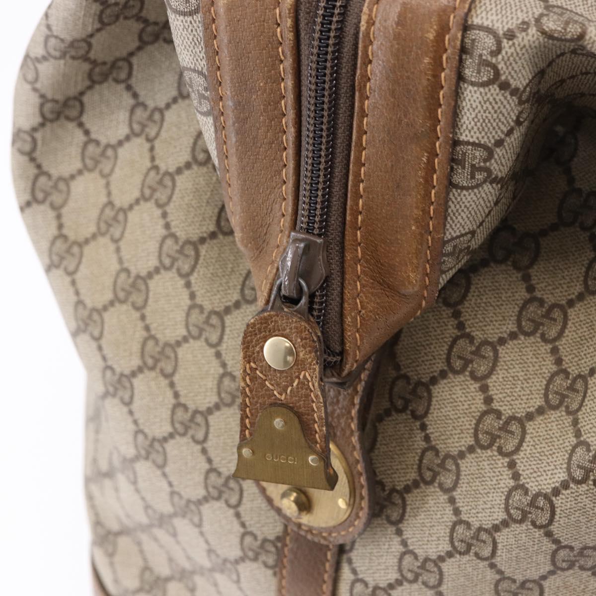 GUCCI GG Supreme Boston Bag PVC Beige Gold Auth 191087