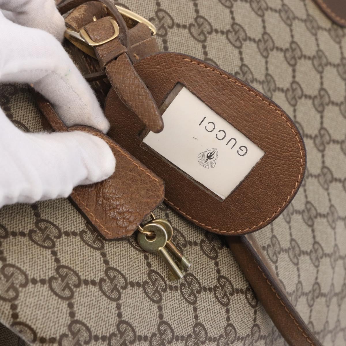 GUCCI GG Supreme Boston Bag PVC Beige Gold Auth 191087