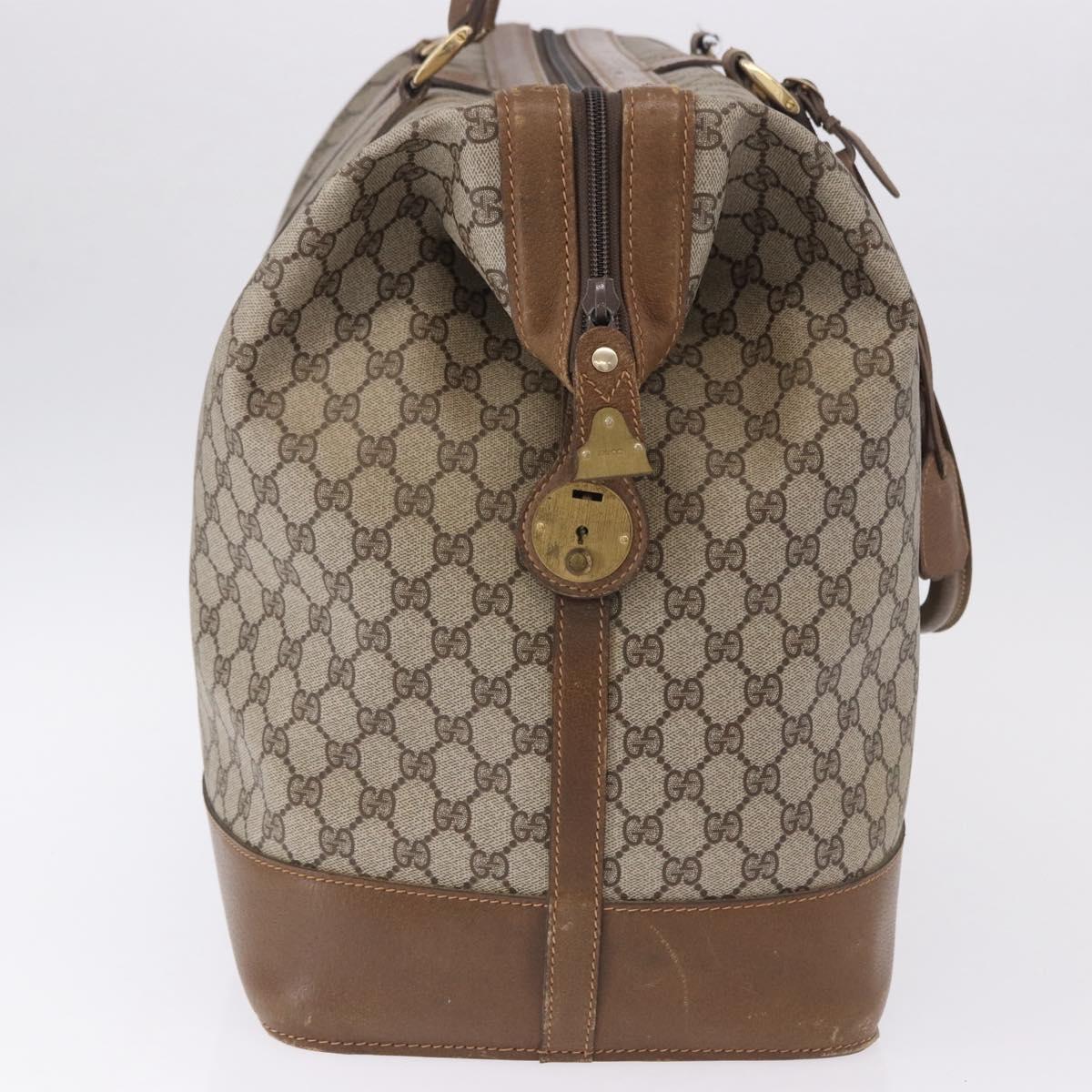 GUCCI GG Supreme Boston Bag PVC Beige Gold Auth 191087