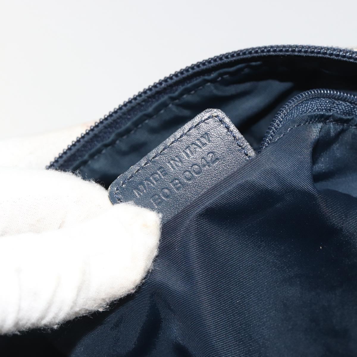 Christian Dior Trotter Canvas Shoulder Bag Navy Silver Auth 191096