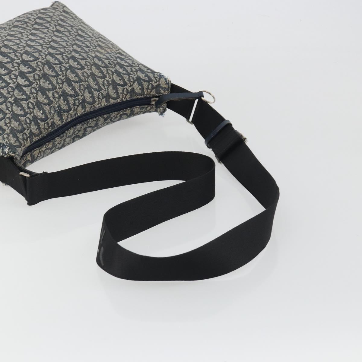 Christian Dior Trotter Canvas Shoulder Bag Navy Silver Auth 191096