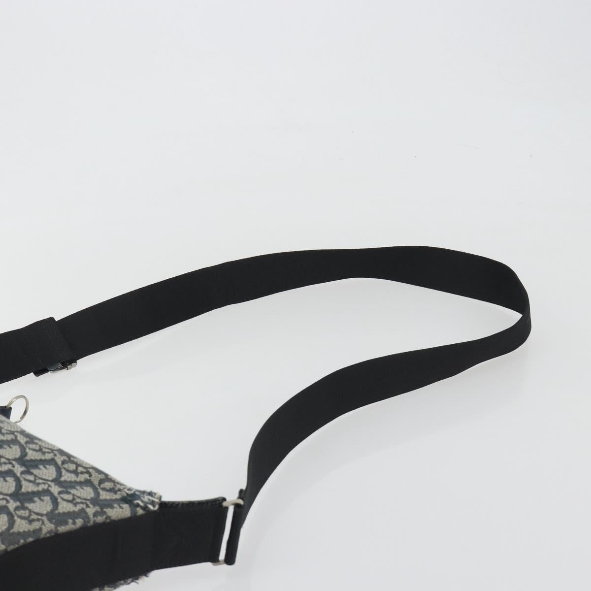 Christian Dior Trotter Canvas Shoulder Bag Navy Silver Auth 191096