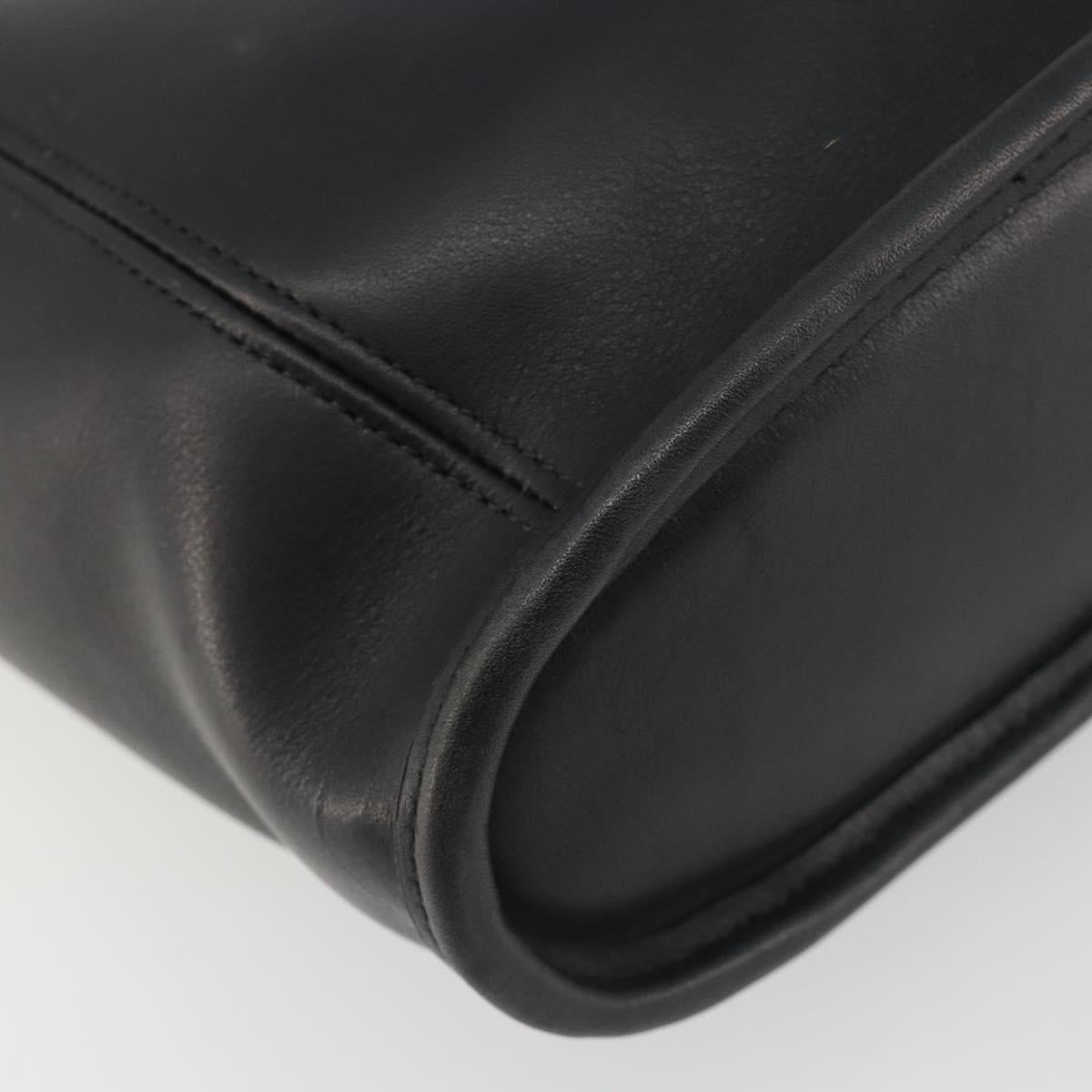 Coach Shoulder Bag Leather Black Gold Auth 191112