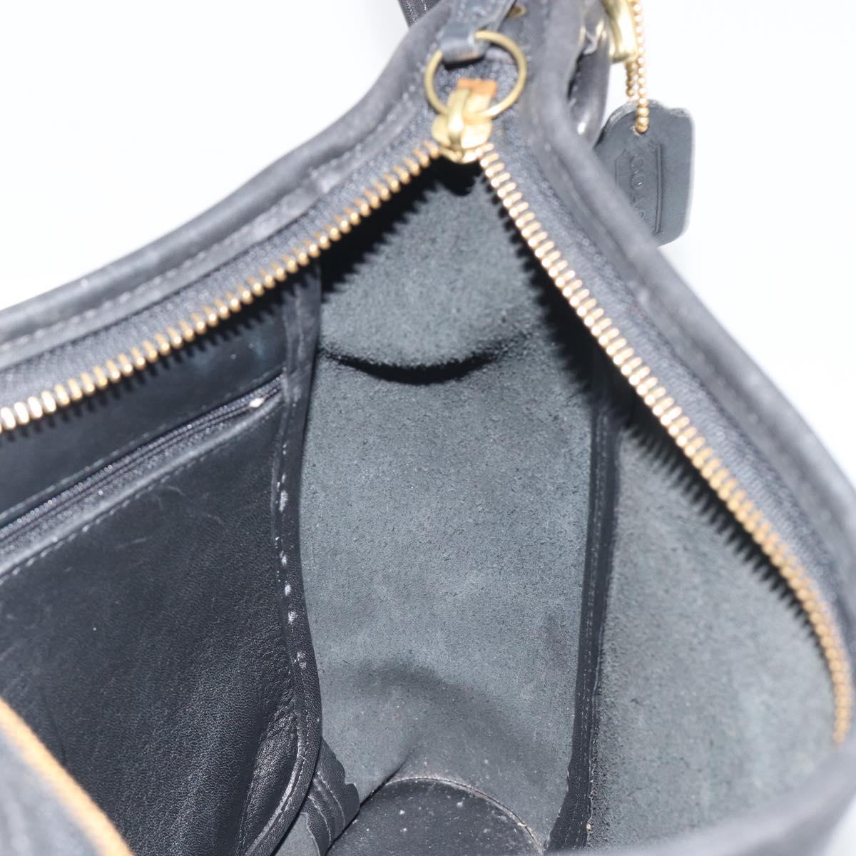 Coach Shoulder Bag Leather Black Gold Auth 191112