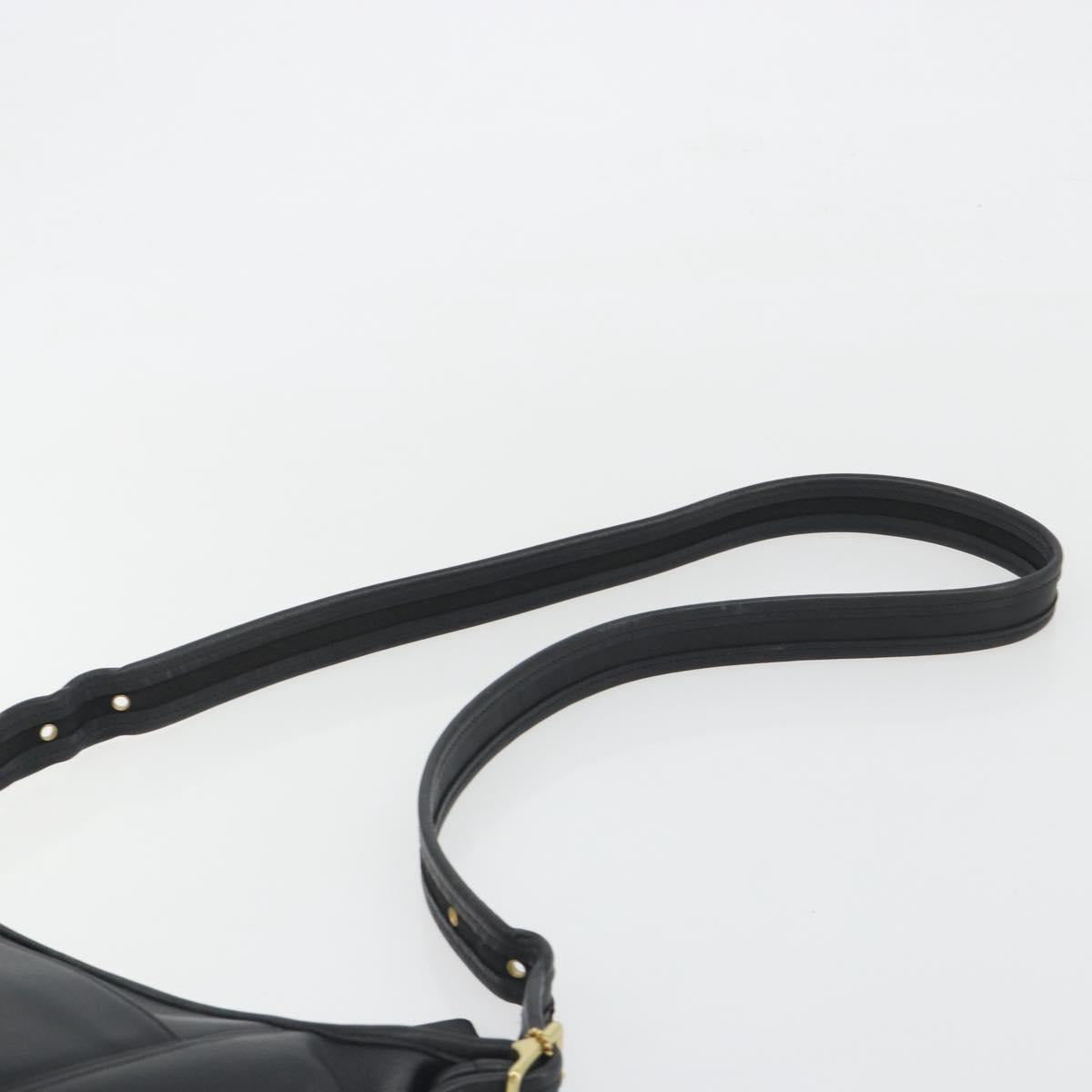 Coach Shoulder Bag Leather Black Gold Auth 191112