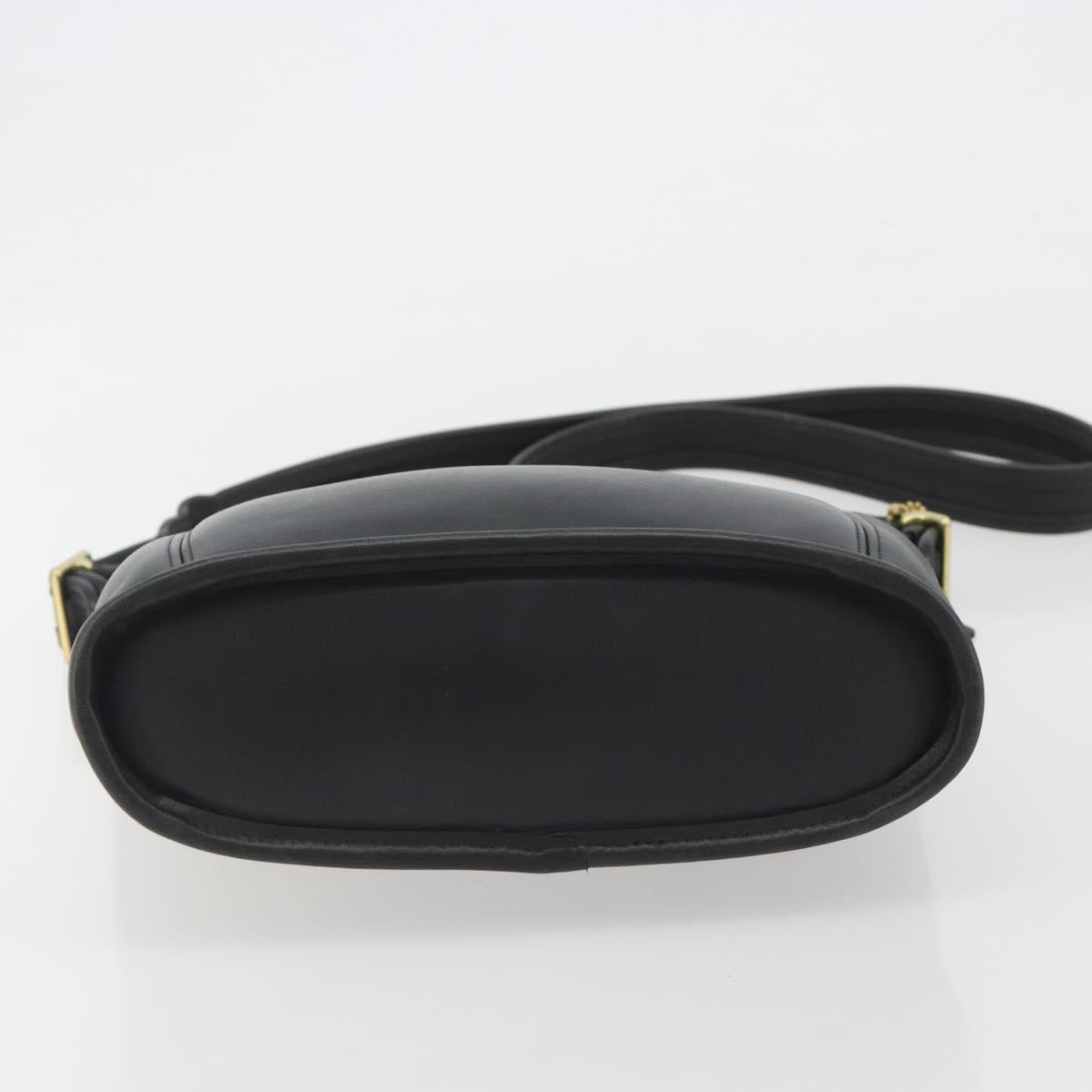 Coach Shoulder Bag Leather Black Gold Auth 191112