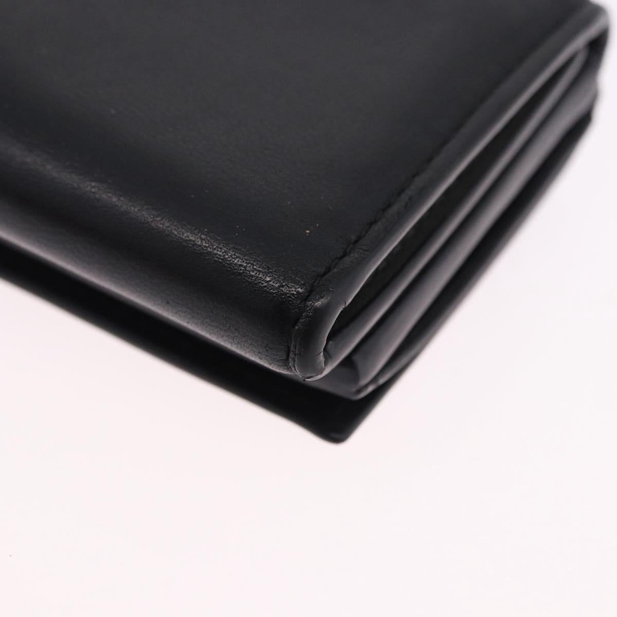 BOTTEGA VENETA INTRECCIATO Trifold Wallet Leather Black Auth 191126A