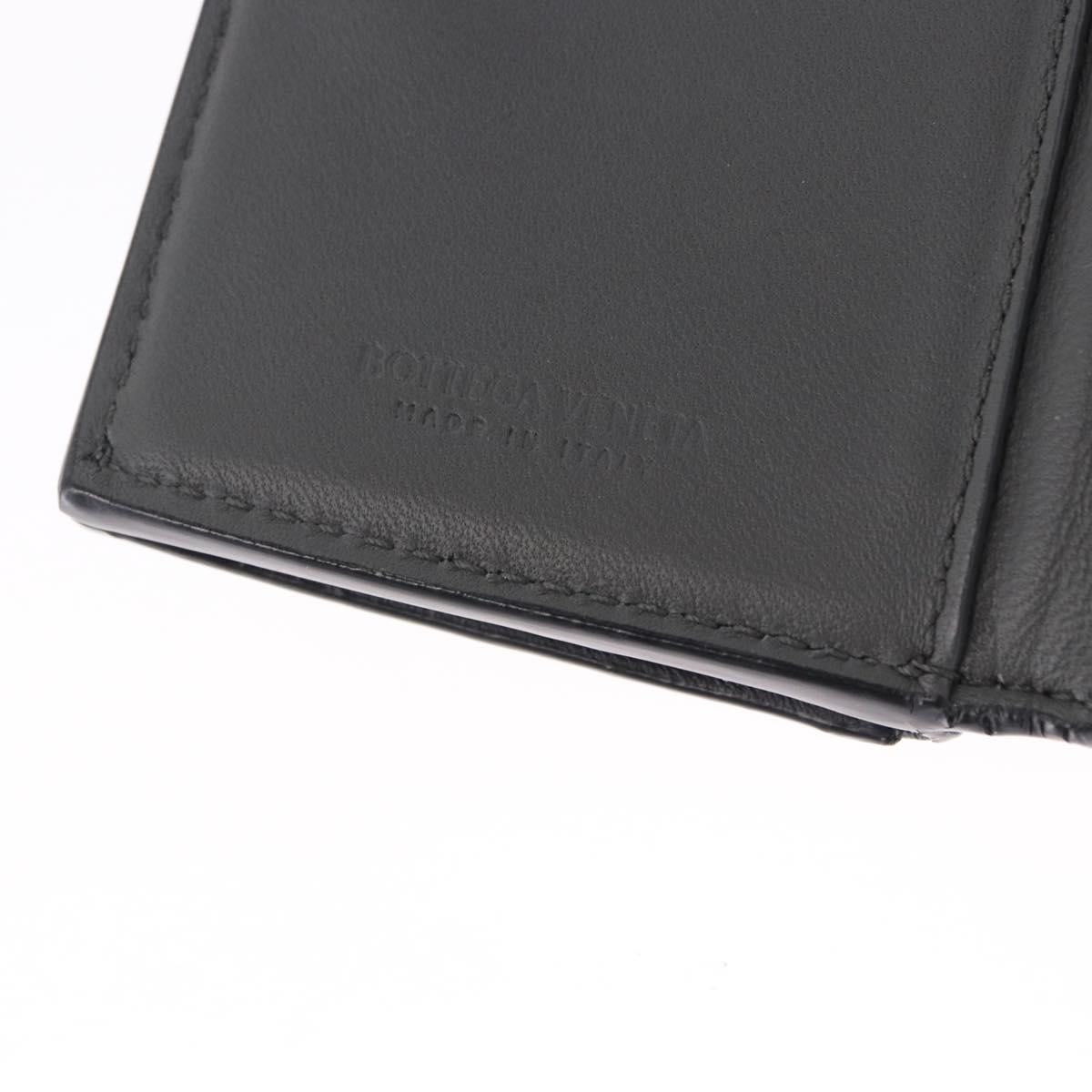 BOTTEGA VENETA INTRECCIATO Trifold Wallet Leather Black Auth 191126A