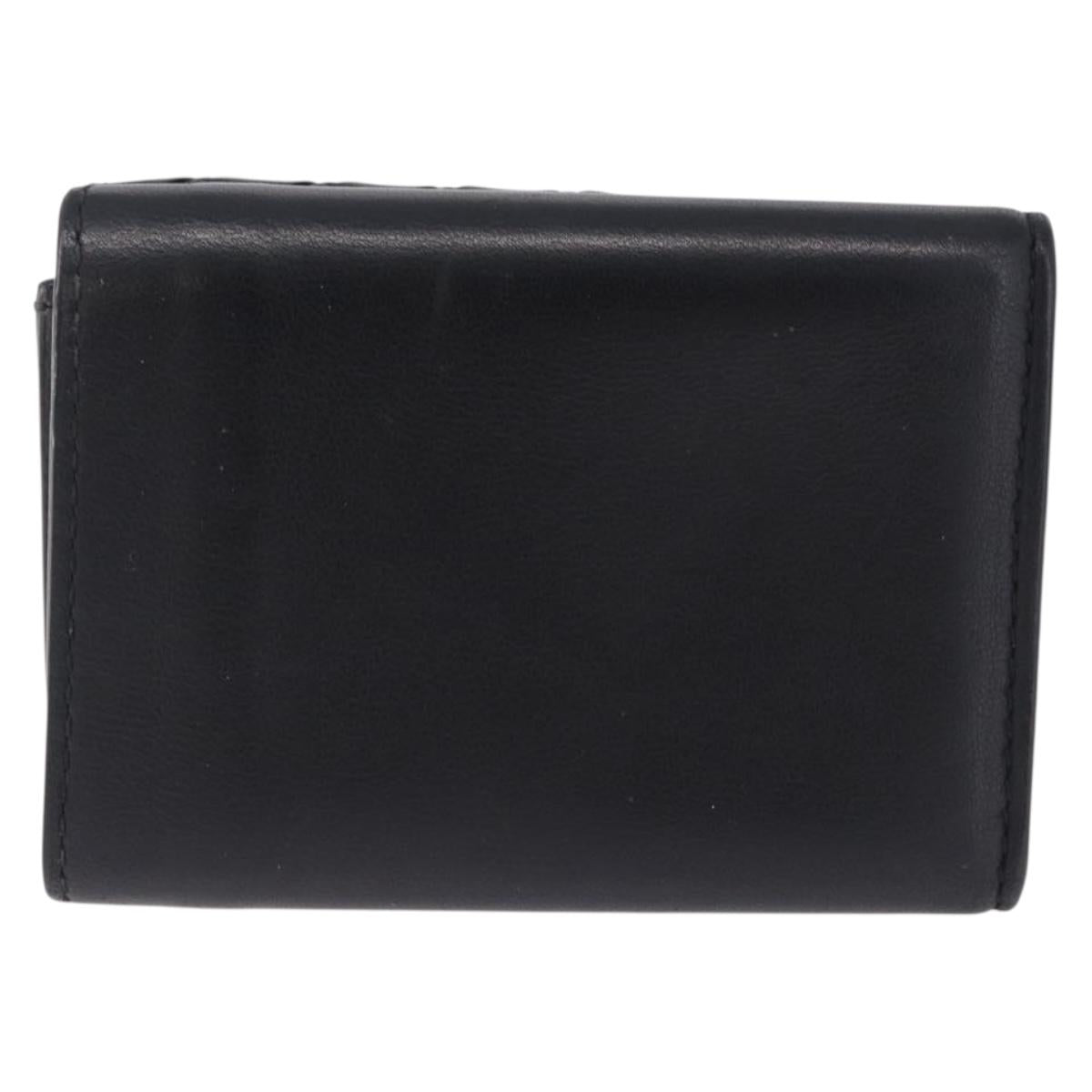 BOTTEGA VENETA INTRECCIATO Trifold Wallet Leather Black Auth 191126A
