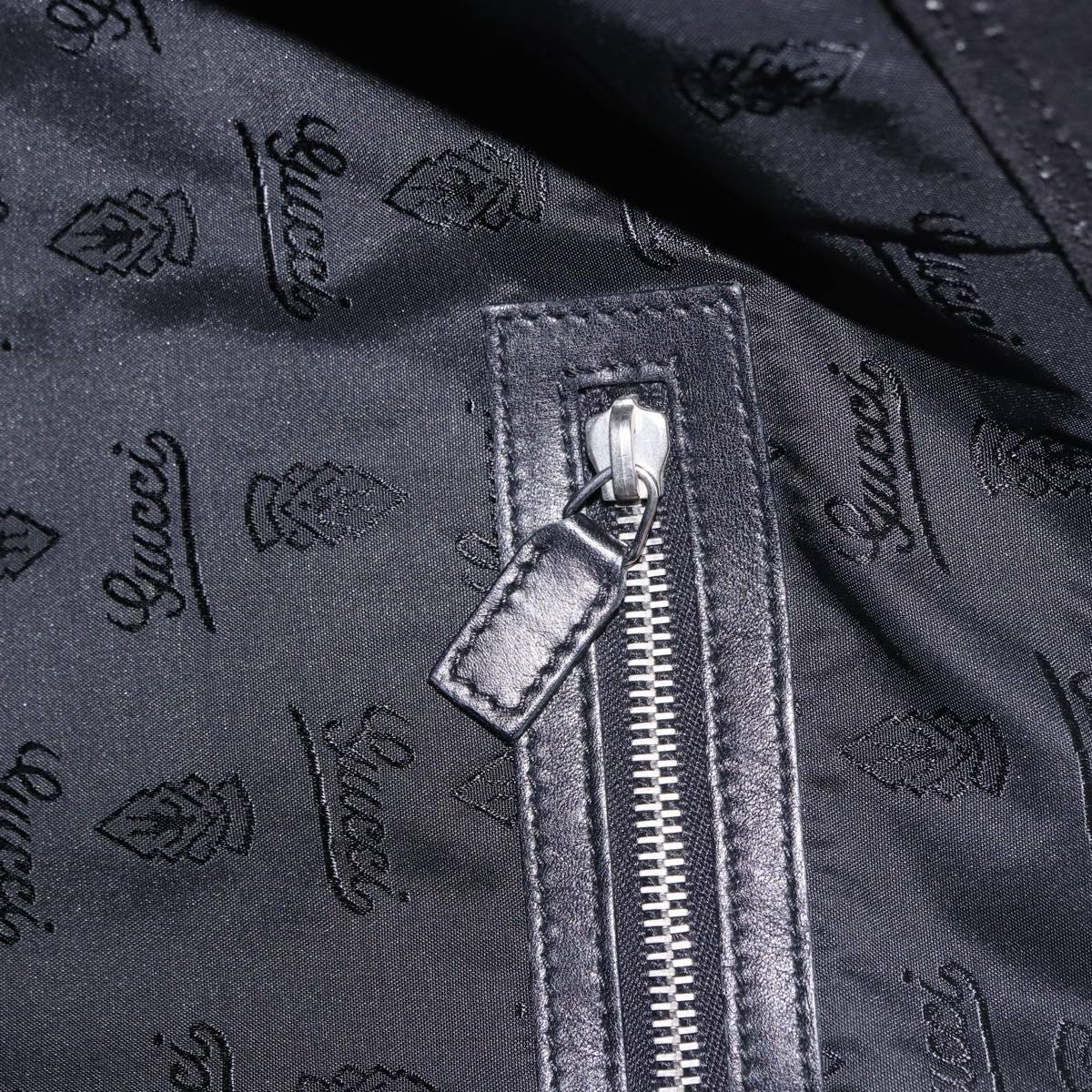 GUCCI Tote Bag Canvas Black Silver 194465 Auth 191127