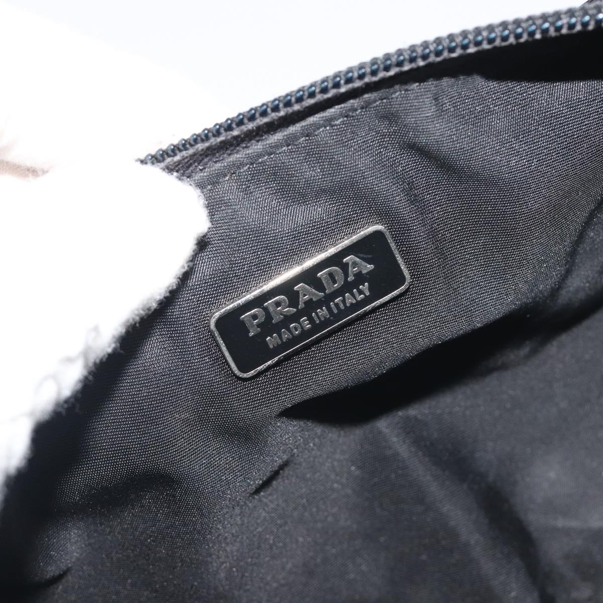 PRADA Accessory Pouch Nylon Black Silver Auth 191130A