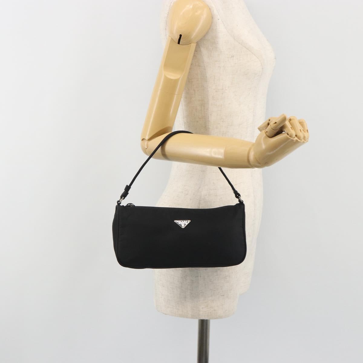 PRADA Accessory Pouch Nylon Black Silver Auth 191130A