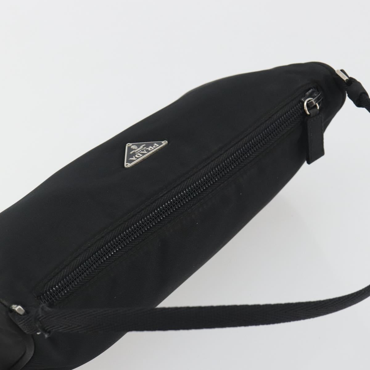PRADA Accessory Pouch Nylon Black Silver Auth 191130A