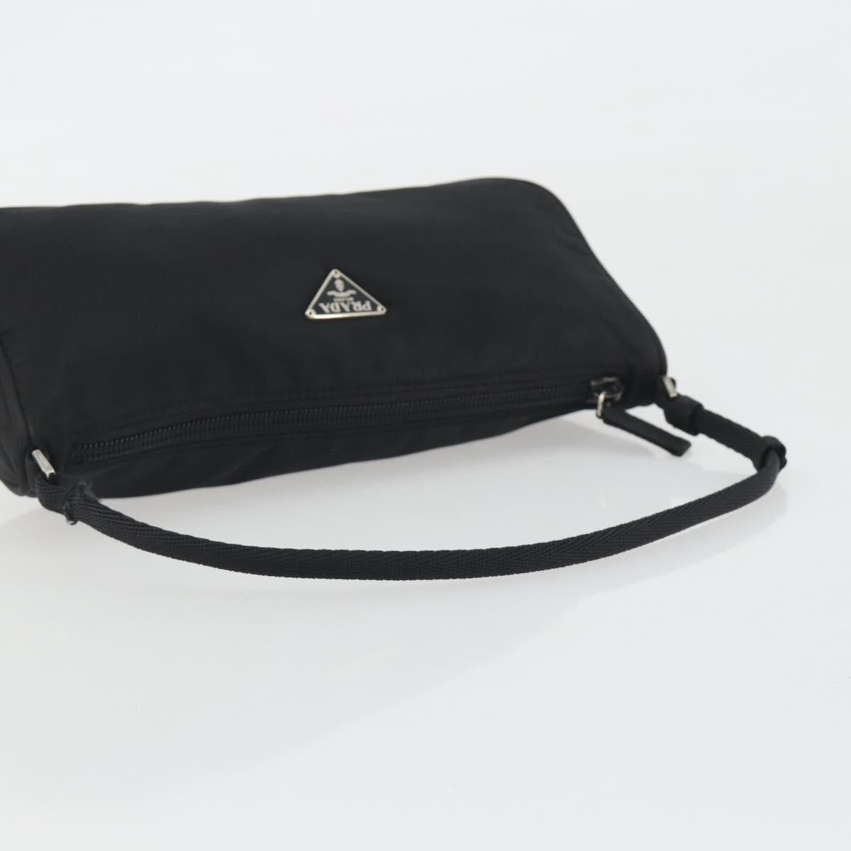 PRADA Accessory Pouch Nylon Black Silver Auth 191130A