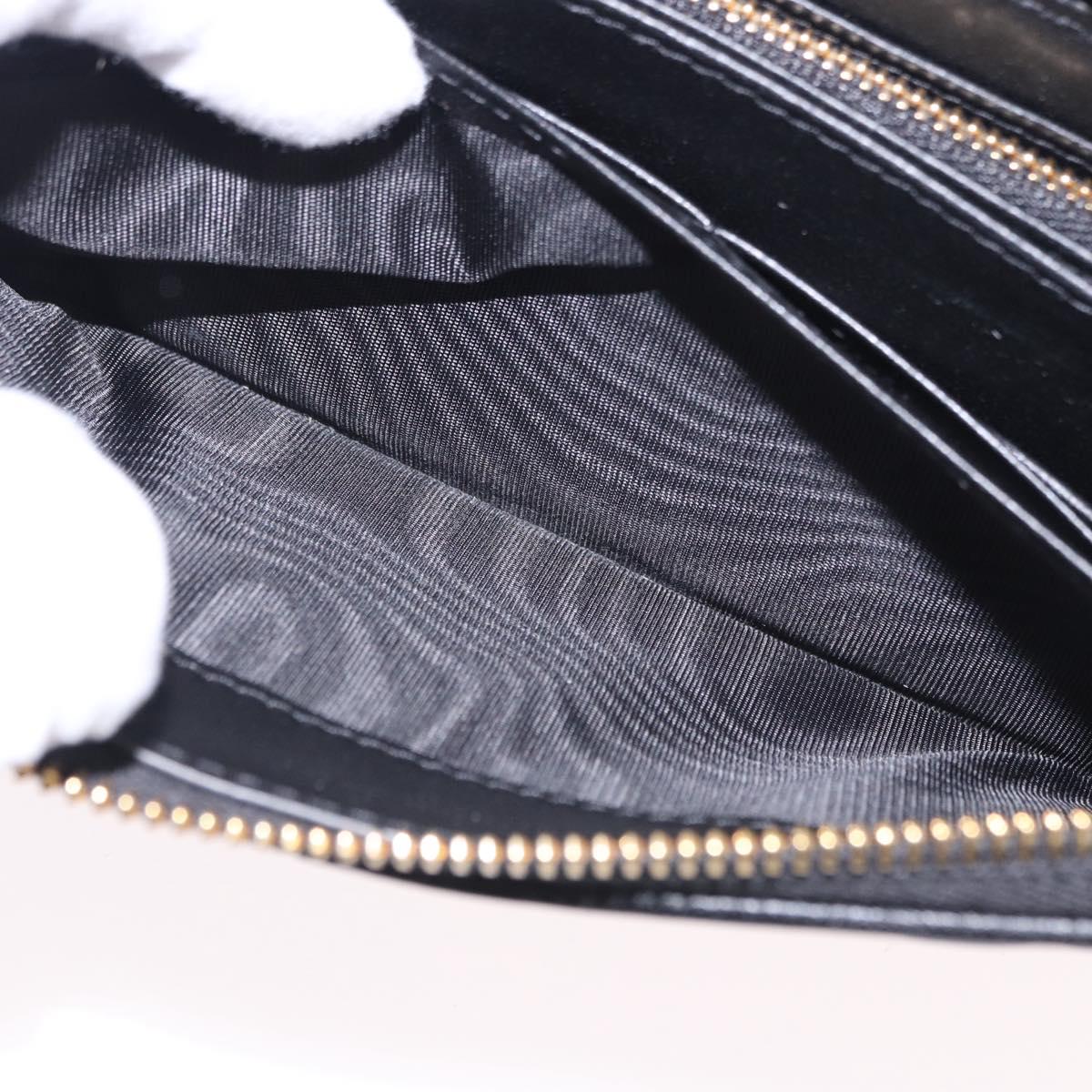 Christian Dior Lady Dior Canage Long Wallet Lamb Skin Black Gold Auth 191131M